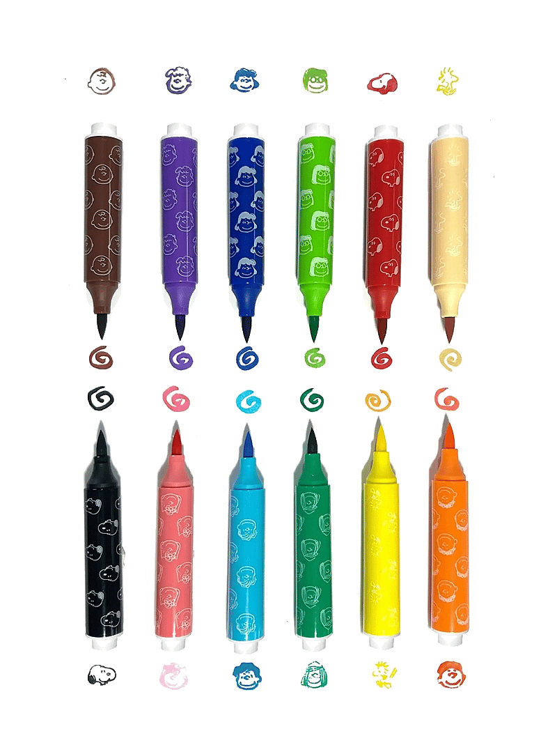 Ooly - Brush Markers with Stamp 6 pcs - Peanuts - pliiatsid - multi - 1