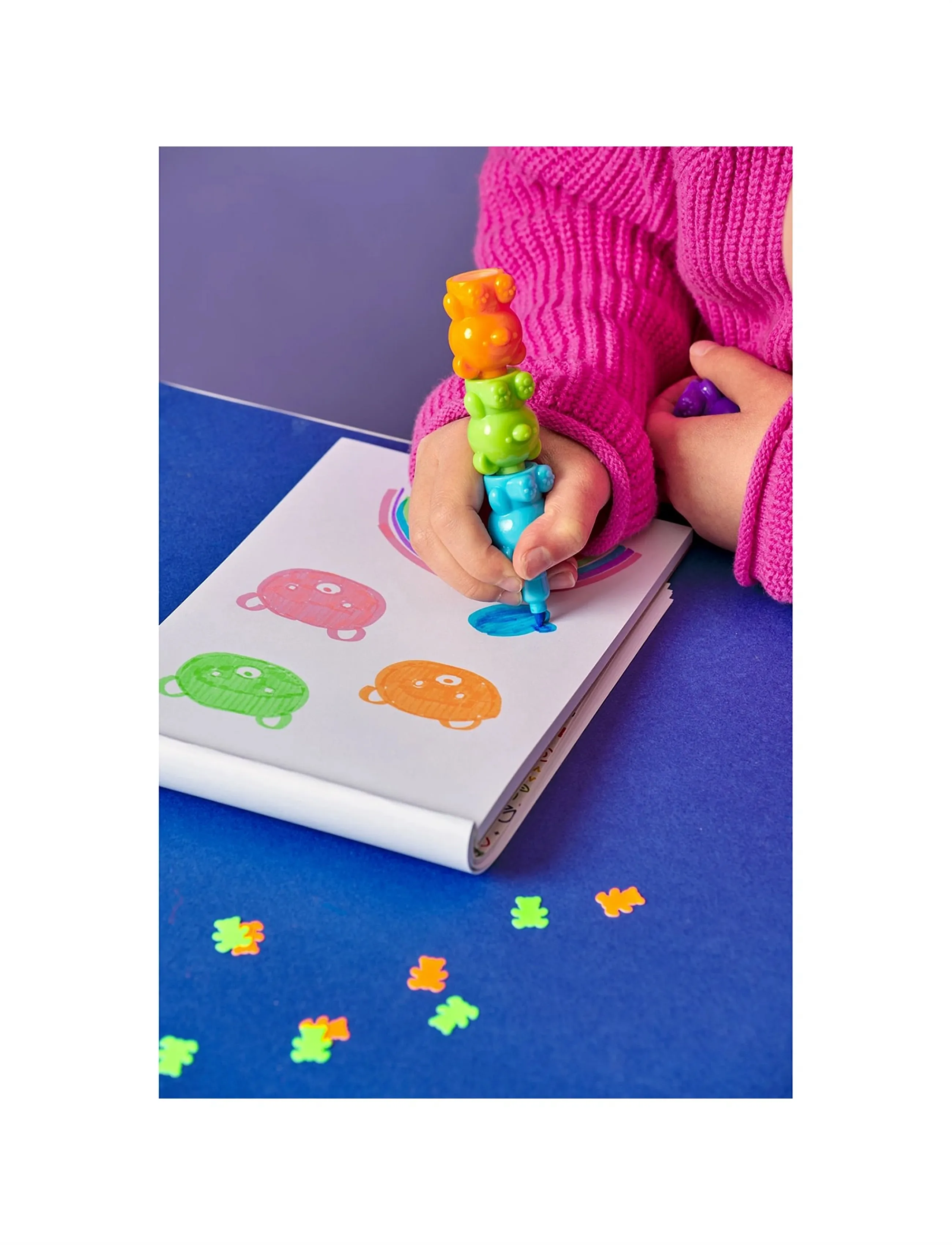 Ooly Highlighter 5 Pcs Stacking Bear Besties, One Size, Drawing, Mehrfarbig/gemustert - Stationery, Kinder