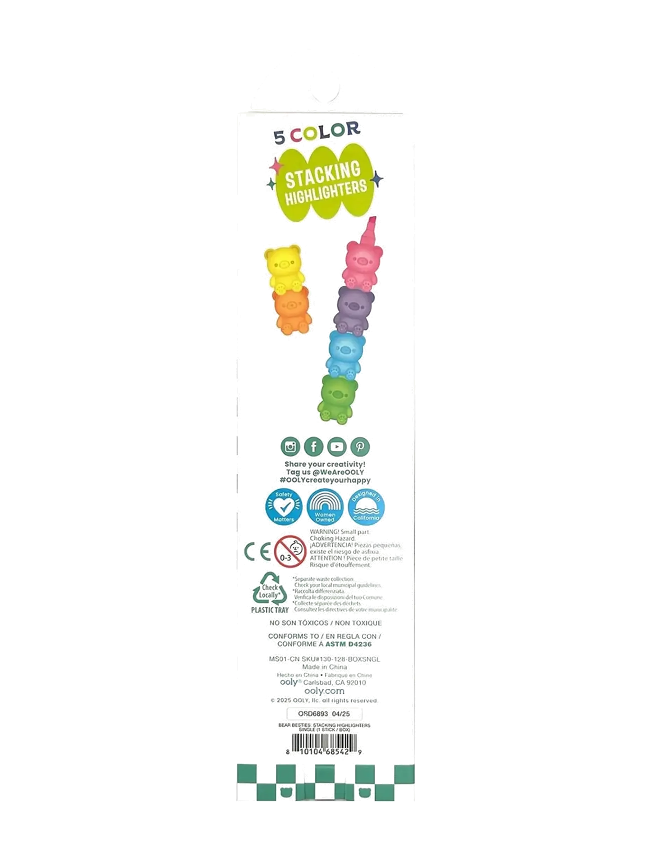 Ooly - Highlighter 5 pcs - Stacking Bear Besties - schrijfwaren - multi - 4