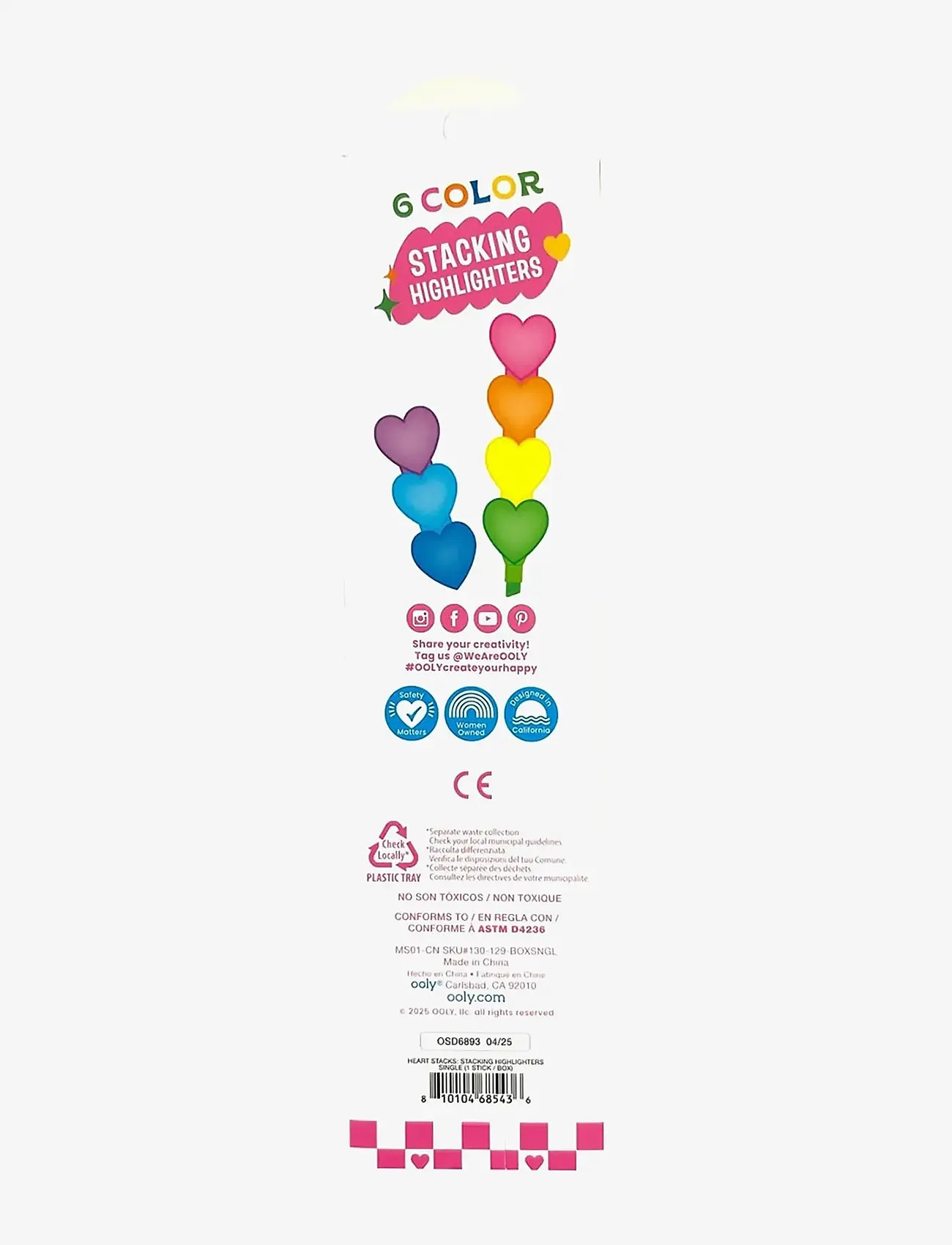 Ooly - Highlighter 6 pcs - Stacking Hearts - kirjatarbed - multi - 4