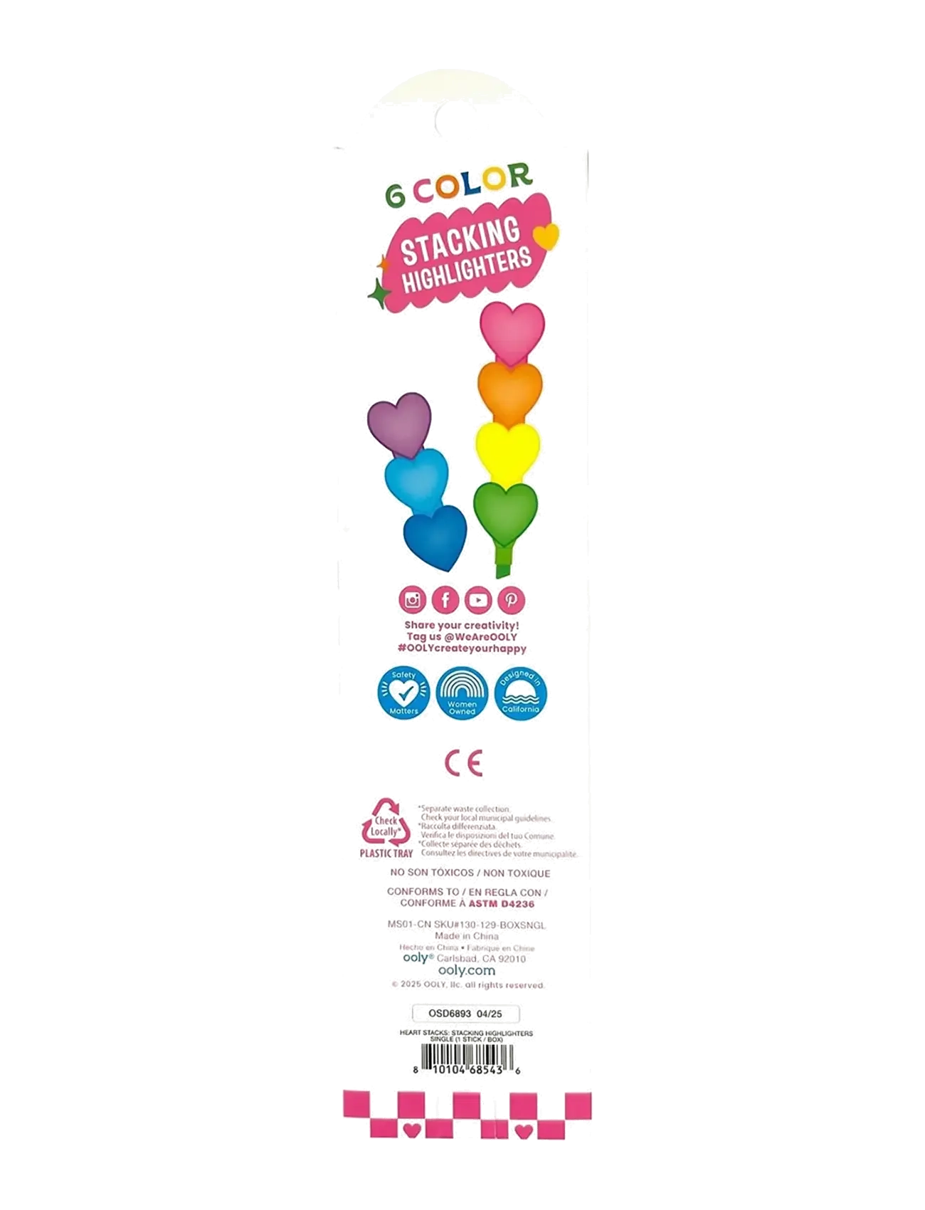 Ooly - Highlighter 6 pcs - Stacking Hearts - materiały piśmienne - multi - 4