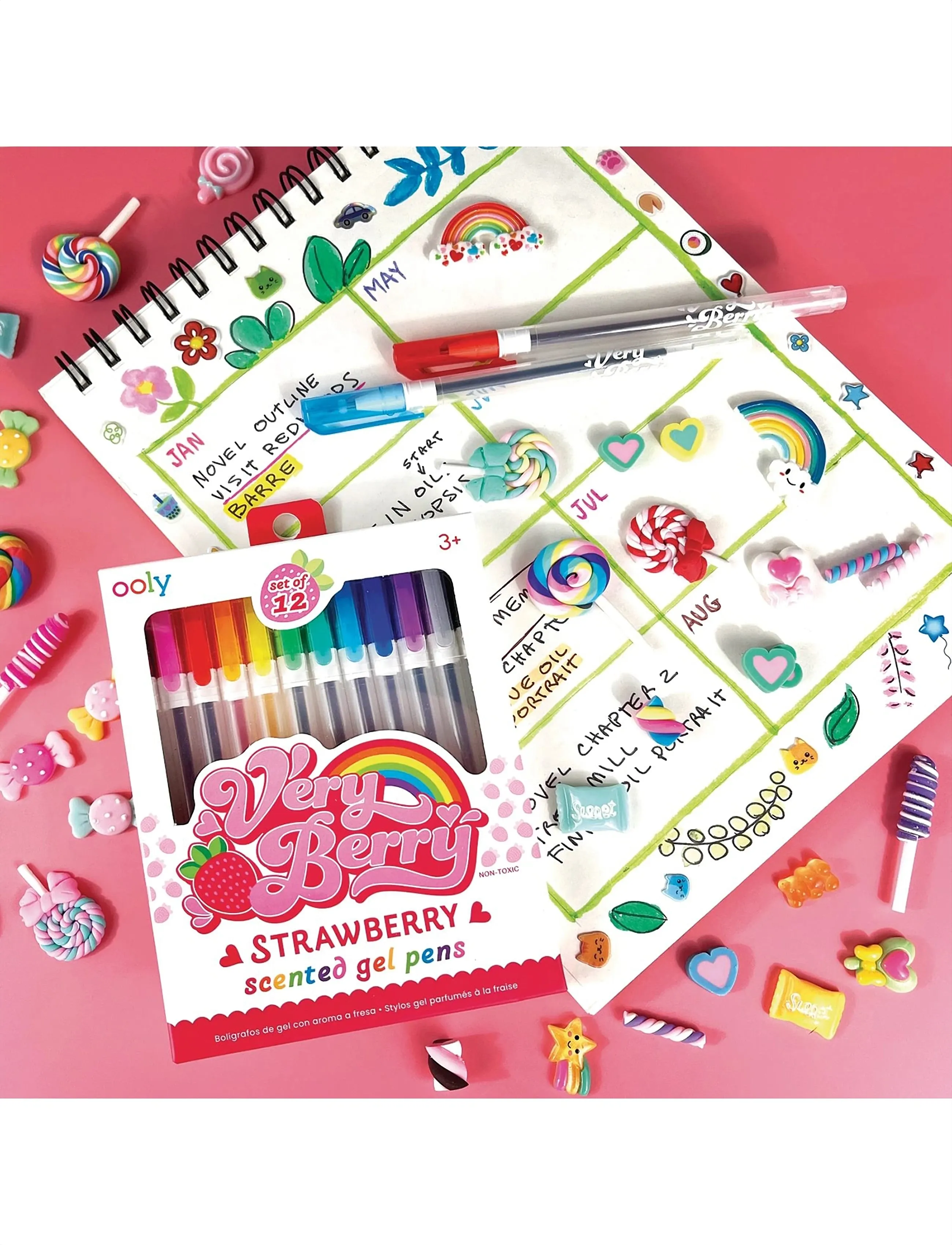 Ooly Gel Pen 12 Pcs - Very Berry Strawberry, One Size, Multi/patterned, Drawing > Pencils, Børn