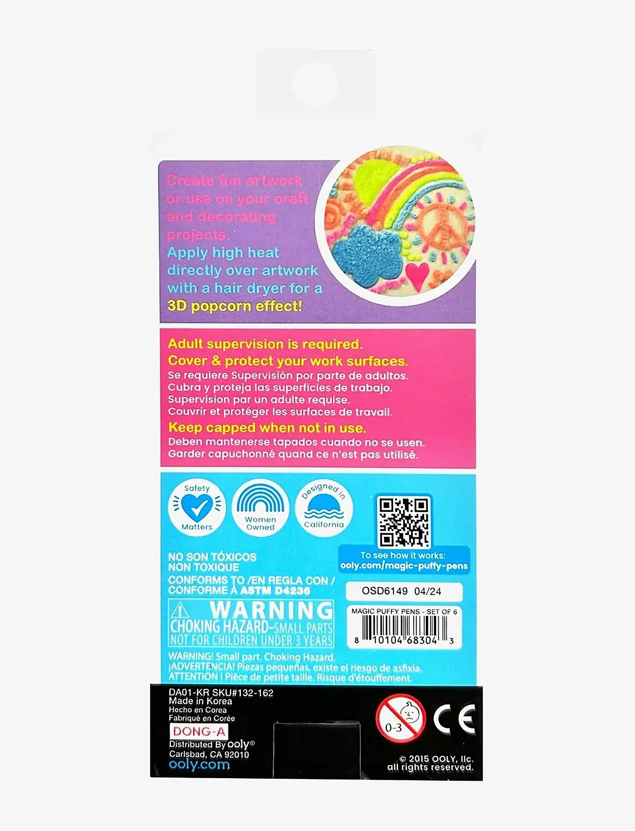 Ooly - Magic Puffy Pens 6 pcs - Neon - skrivesæt - multi - 3