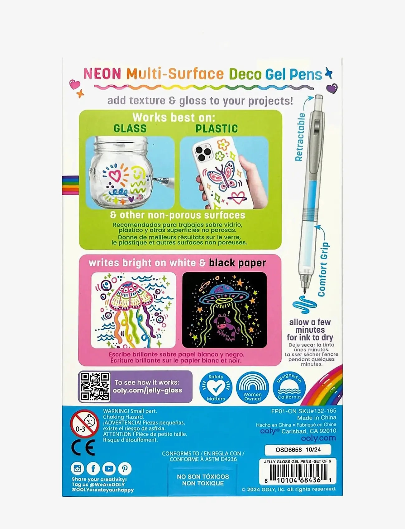 Ooly - Gel Pen 6 pcs - Multi-surface Deco - Jelly Gloss Neon - kanceliarinės prekės - multi - 4
