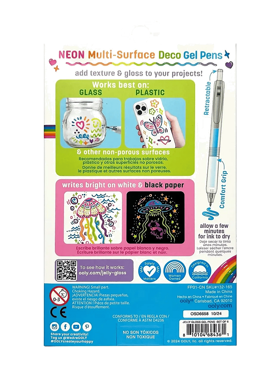 Ooly - Gel Pen 6 pcs - Multi-surface Deco - Jelly Gloss Neon - kirjatarbed - multi - 4