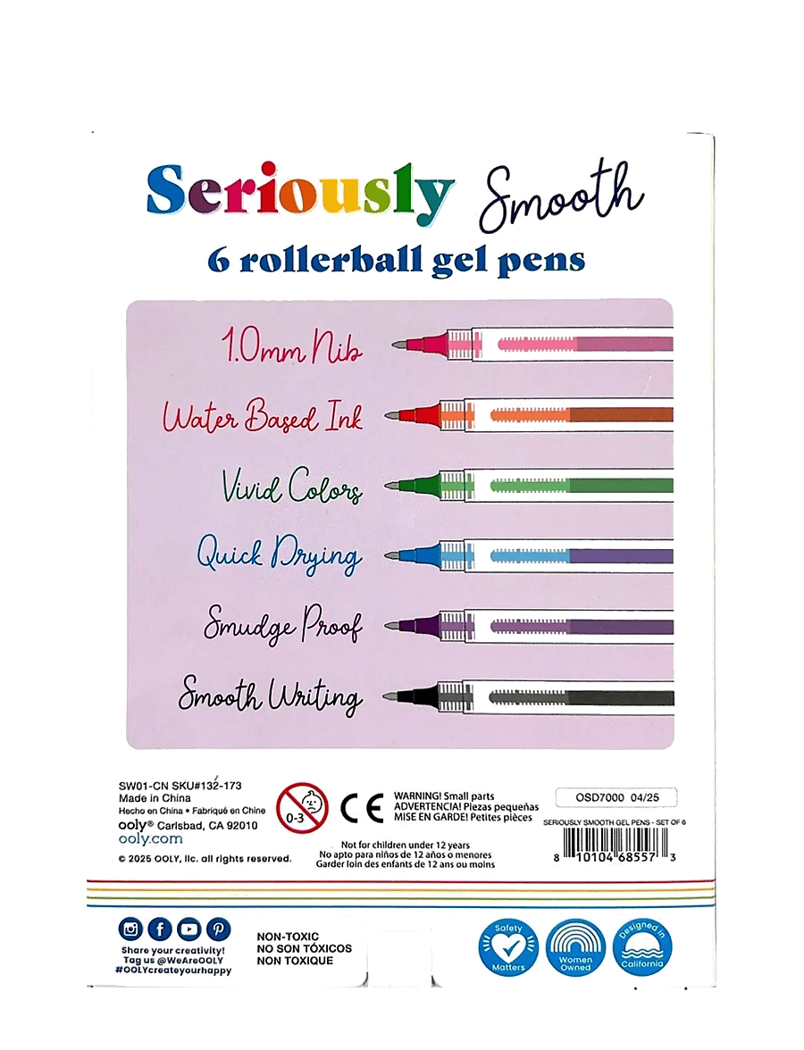 Ooly - Rollerball Gel Pen 6 pcs - Seriously Smooth Colour - kirjatarbed - multi - 3