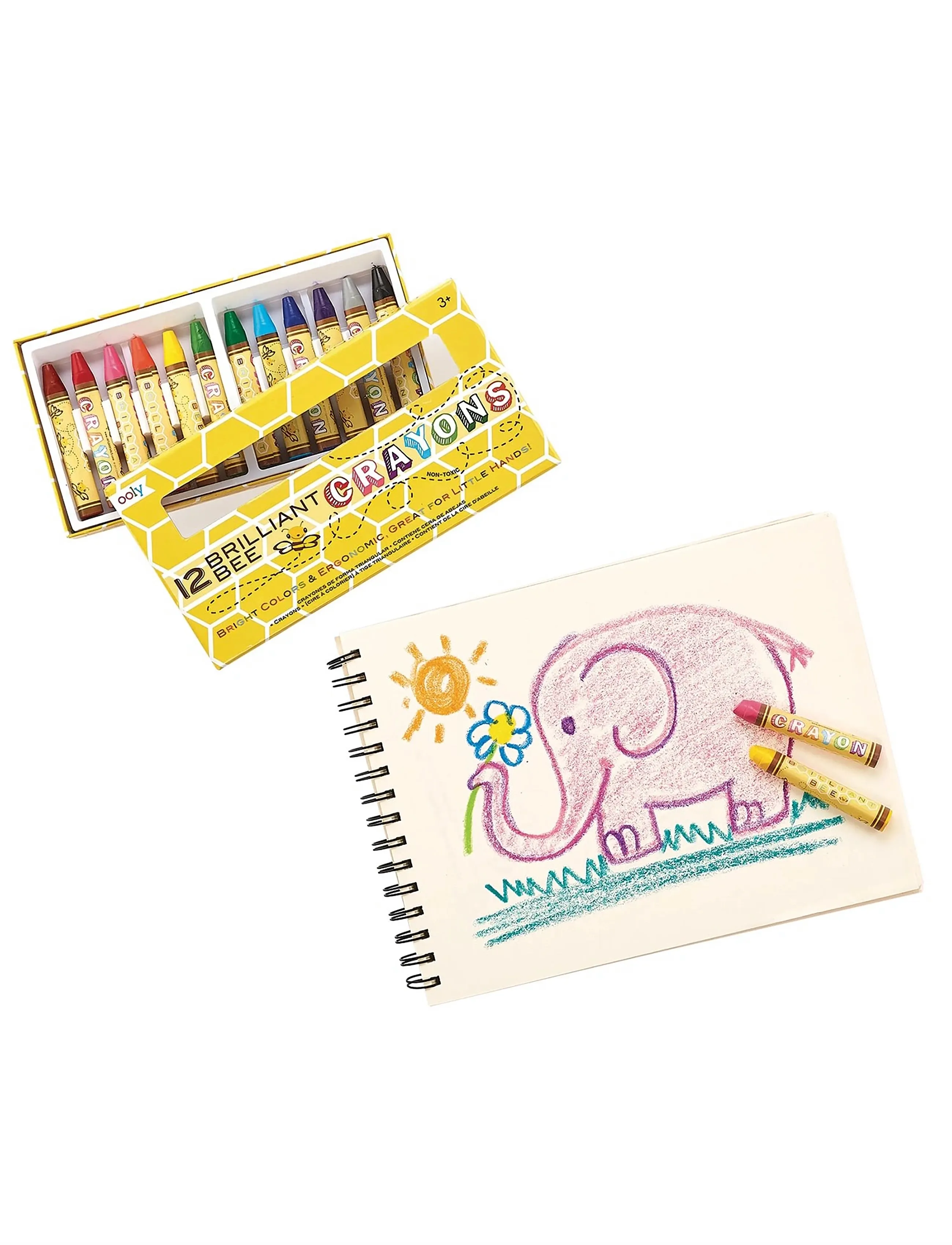 Ooly - Beeswax Crayons 12 pcs - Brilliant Bee - male- & kreabøger - multi - 0