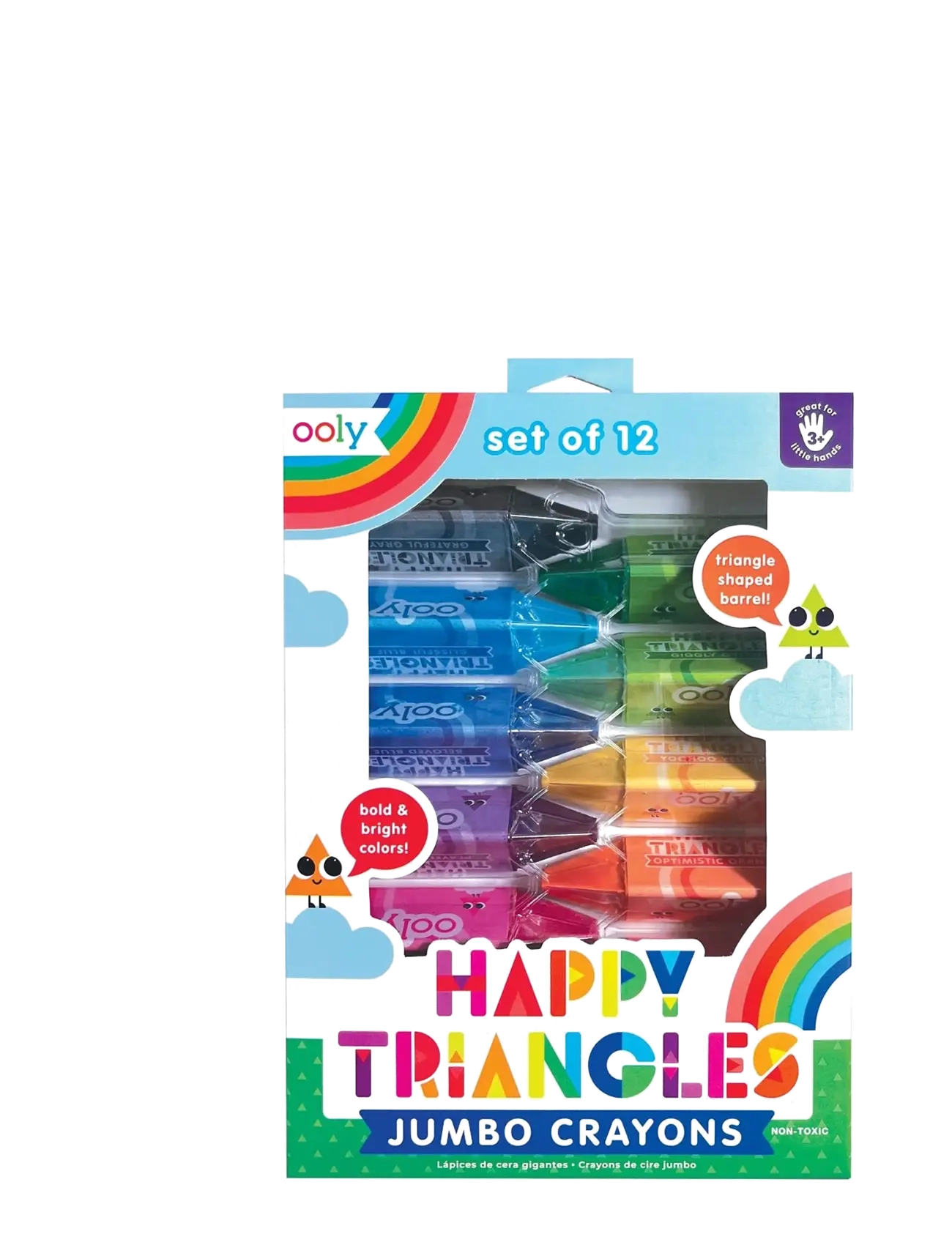 Ooly Jumbo Crayons 12 Pcs - Happy Triangles, One Size, Multi/patterned, Drawing > Pencils, Børn
