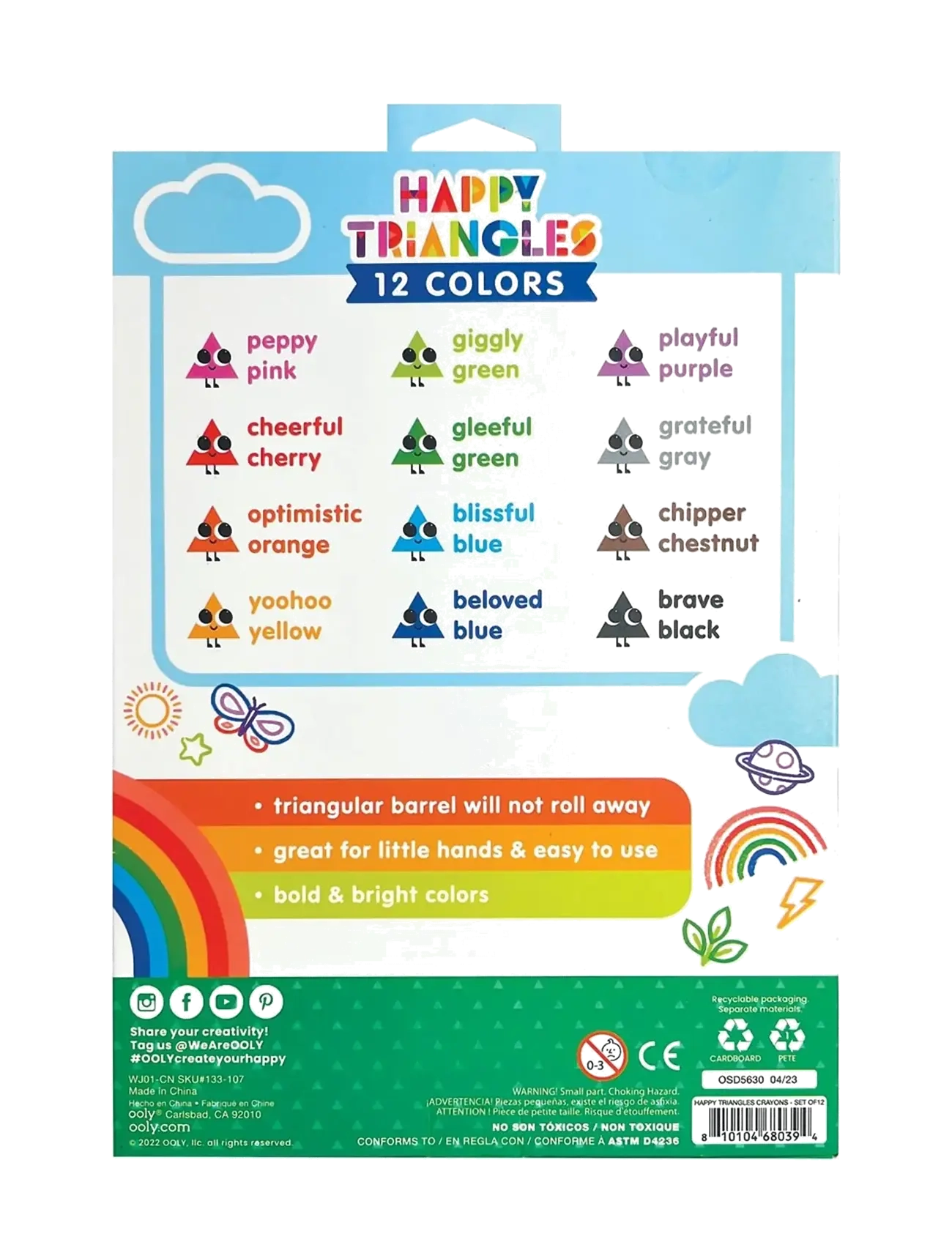 Ooly - Jumbo Crayons 12 pcs - Happy Triangles - pieštukai - multi - 3