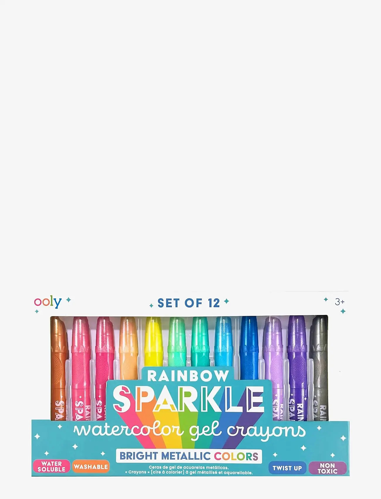 Ooly - Gel Crayons 12 pcs - Rainbow Sparkle Watercolour Metallic - skrivesæt - multi - 1