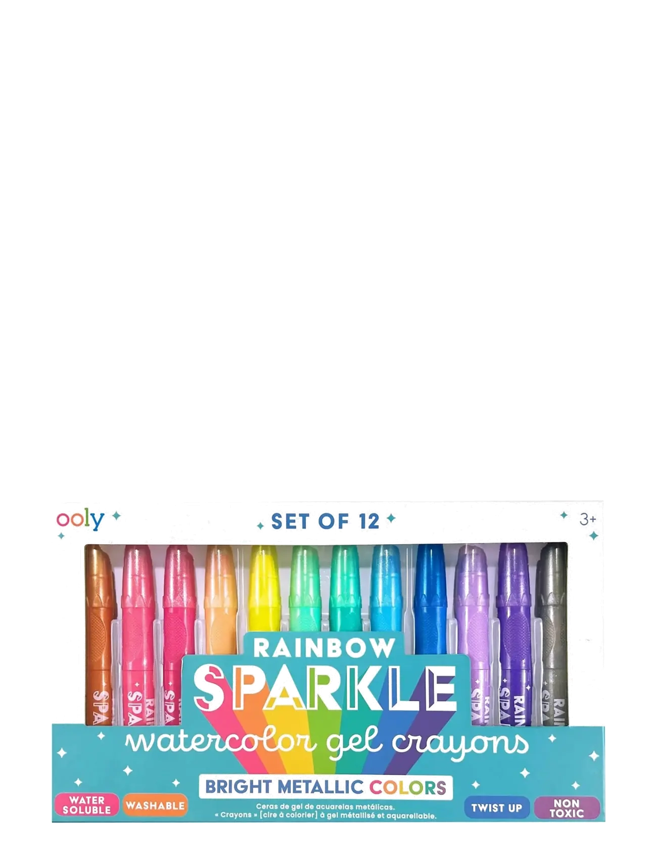 Ooly Gel Crayons 12 pcs - Rainbow Sparkle Watercolour Metallic - Ooly - MULTI / gold