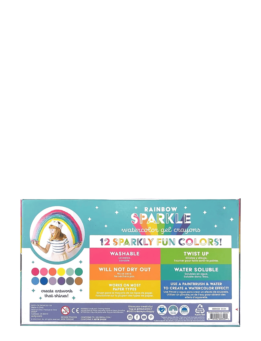 Ooly - Gel Crayons 12 pcs - Rainbow Sparkle Watercolour Metallic - kirjatarbed - multi - 4