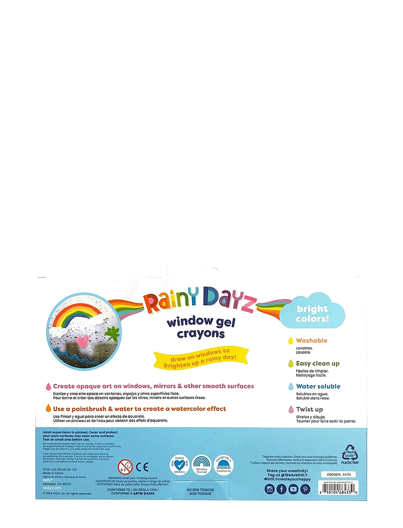Ooly - Gel Crayons 10 pcs - Window Paint - Rainy Dayz - värvid - multi - 4
