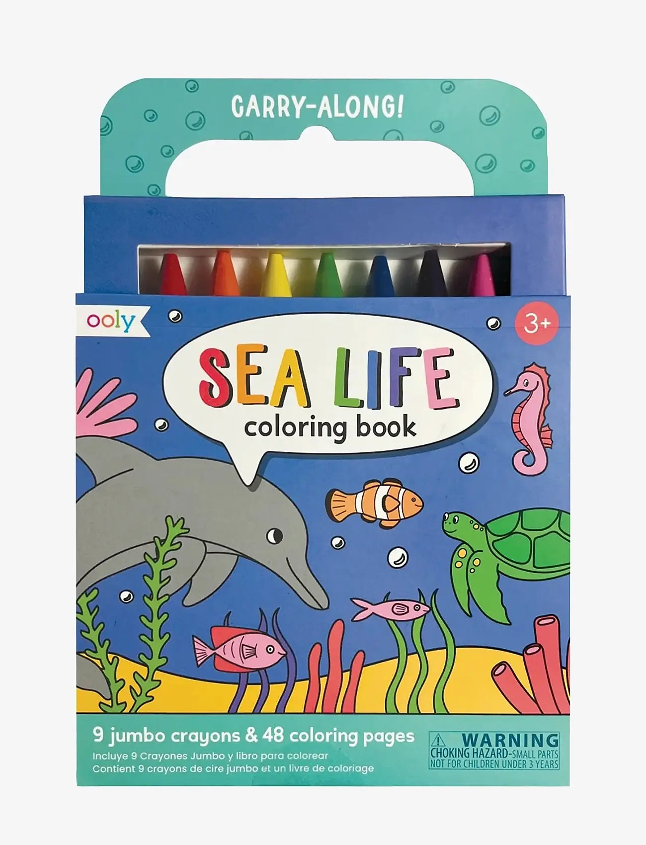 Ooly - Crayons and Colouring Book - Sea Life - Carry Along - värvimis- & käsitööraamatud - multi - 0