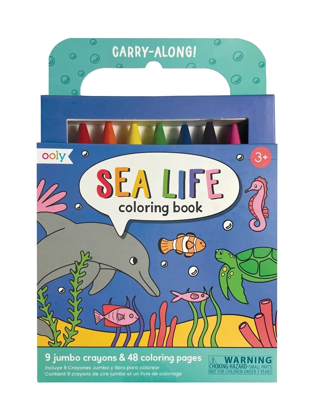 Ooly Crayons and Colouring Book - Sea Life - Carry Along - Pencils - MULTI / multi