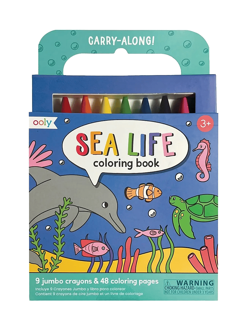 Ooly - Crayons and Colouring Book - Sea Life - Carry Along - värvimis- & käsitööraamatud - multi - 0