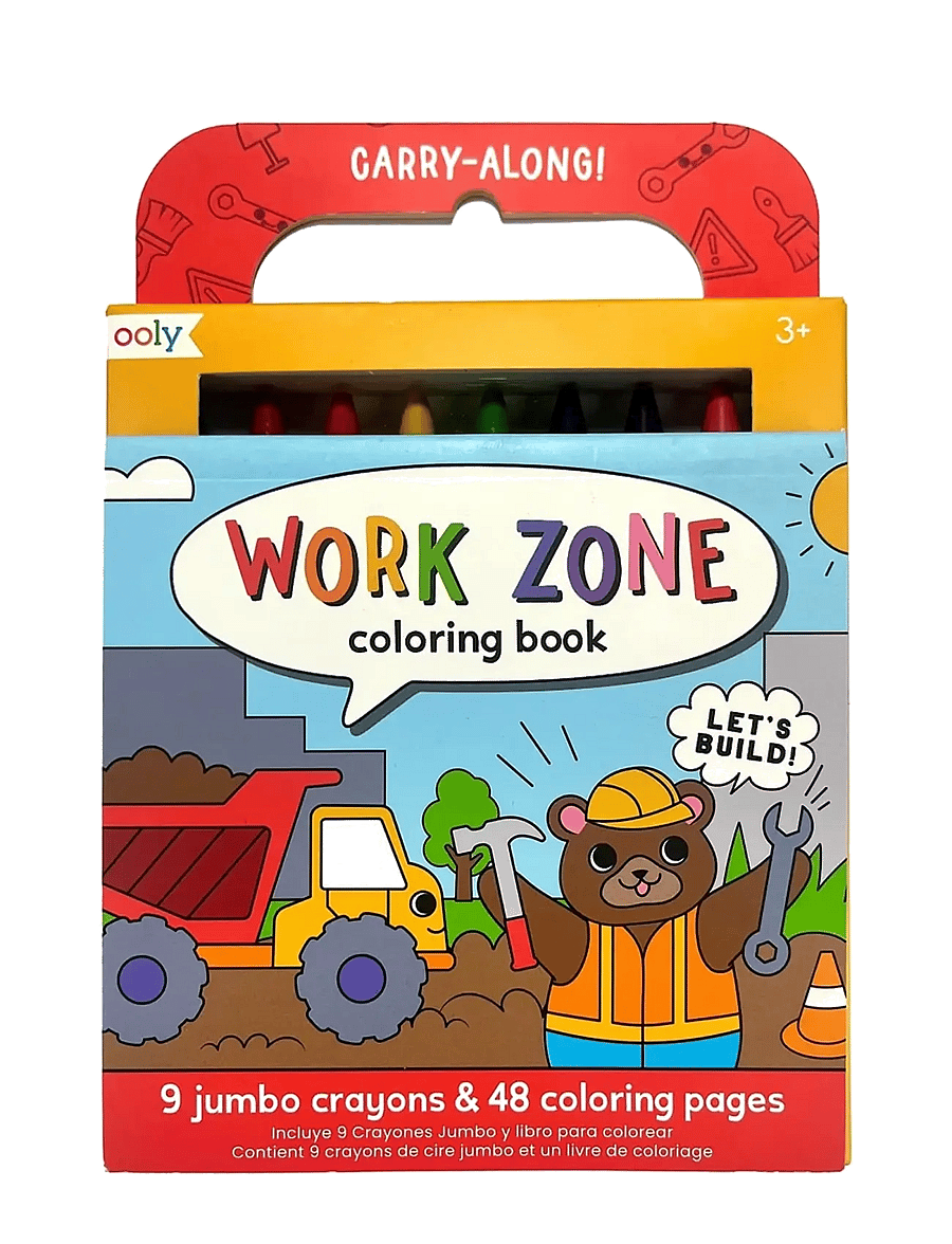 Ooly - Crayons and Colouring Book - Work Zone - Carry Along - värvimis- & käsitööraamatud - multi - 0