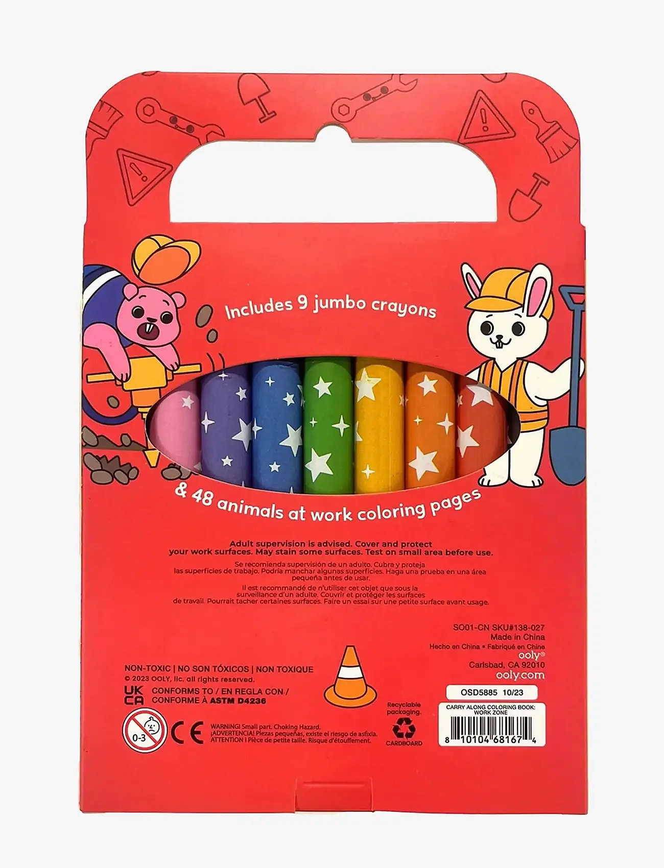 Ooly - Crayons and Colouring Book - Work Zone - Carry Along - male- & kreabøger - multi - 3