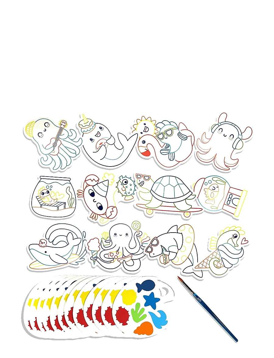 Ooly - Watercolour Kit - Ocean Pals - Playful Painters - värvimis- & käsitööraamatud - multi - 3