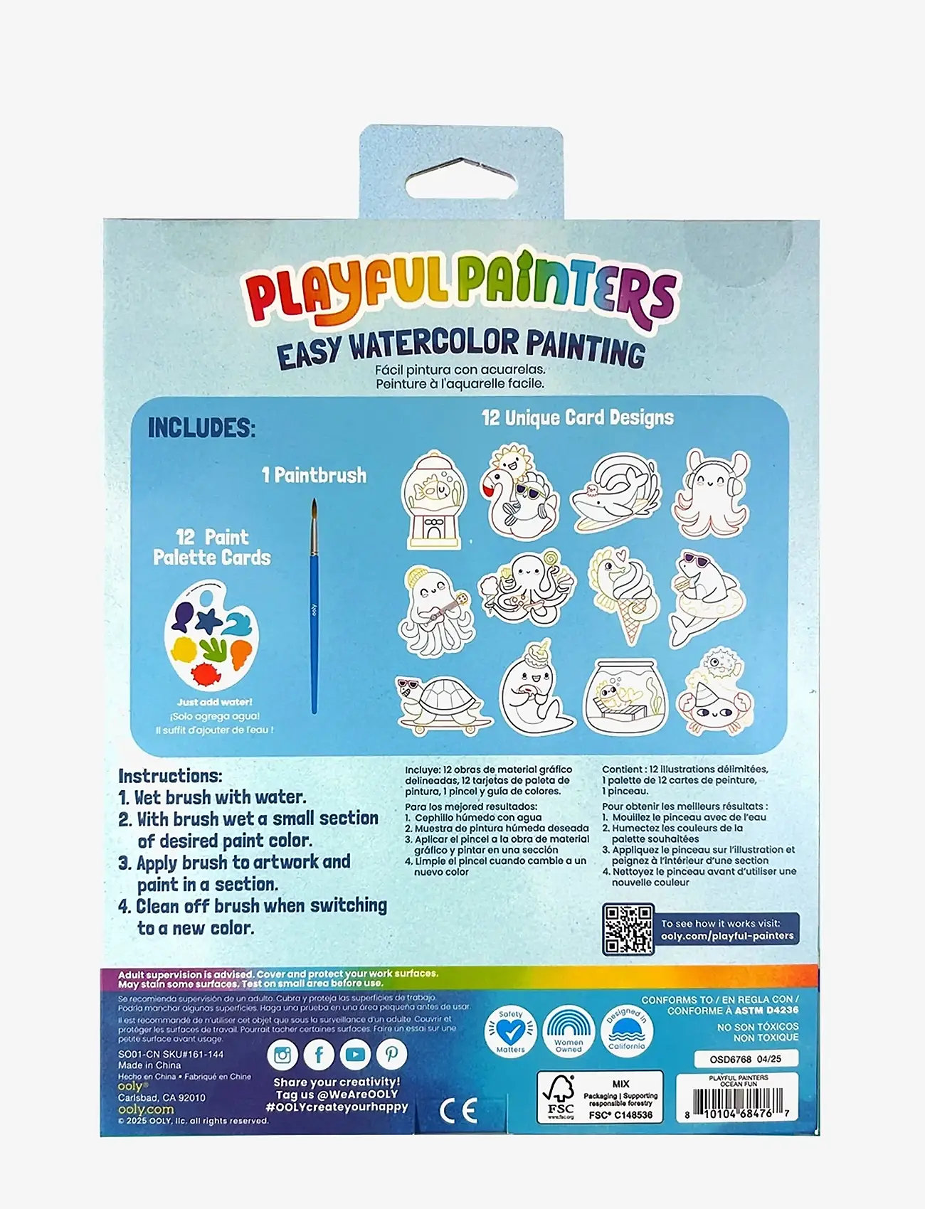 Ooly - Watercolour Kit - Ocean Pals - Playful Painters - male- & kreabøger - multi - 4