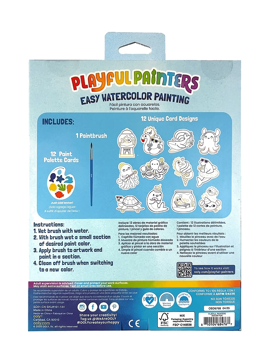 Ooly - Watercolour Kit - Ocean Pals - Playful Painters - värvimis- & käsitööraamatud - multi - 4