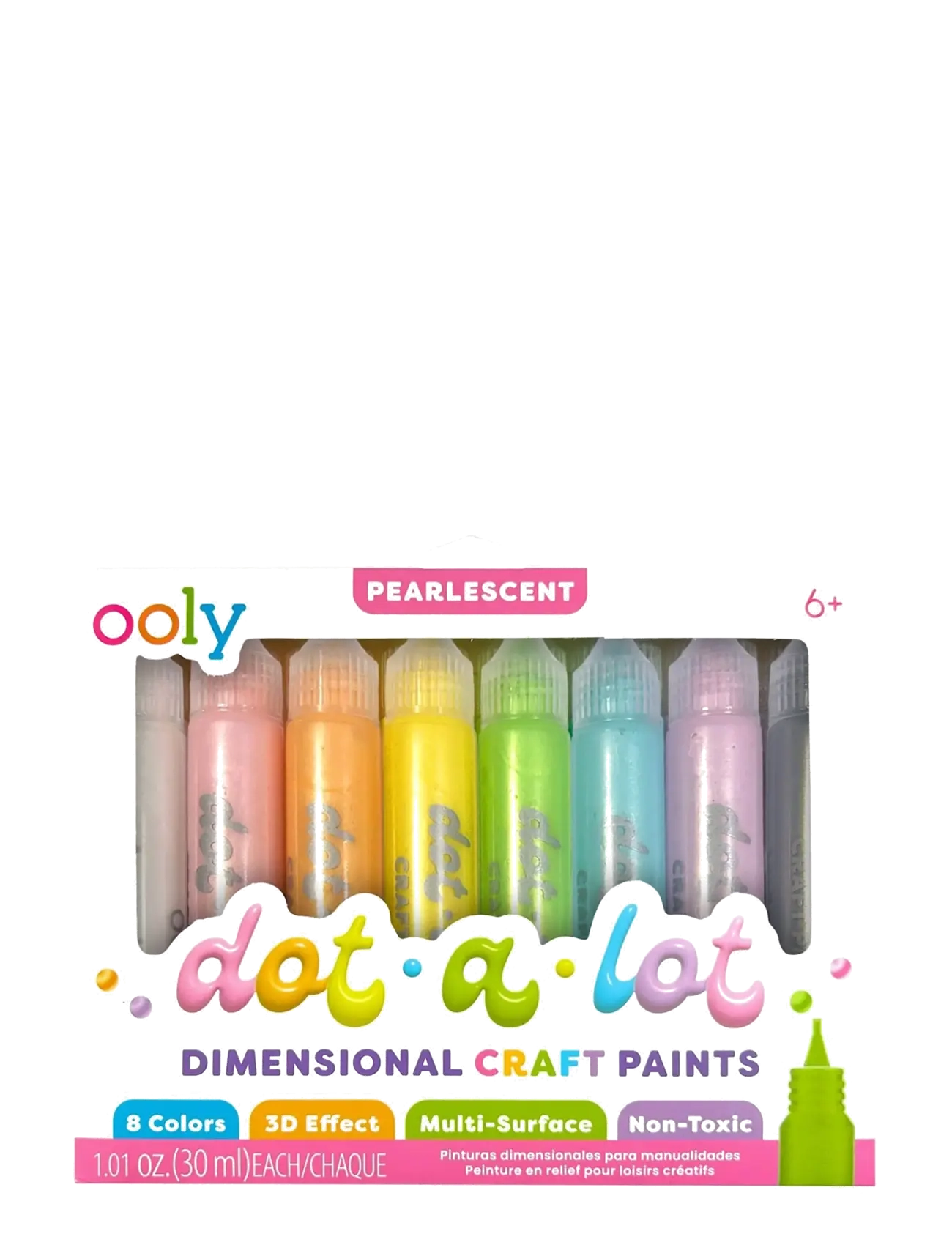 Ooly 3D Effect Craft Paint 8 pcs - Dot-a-Lot Pearlescent - Malinger - MULTI / multi