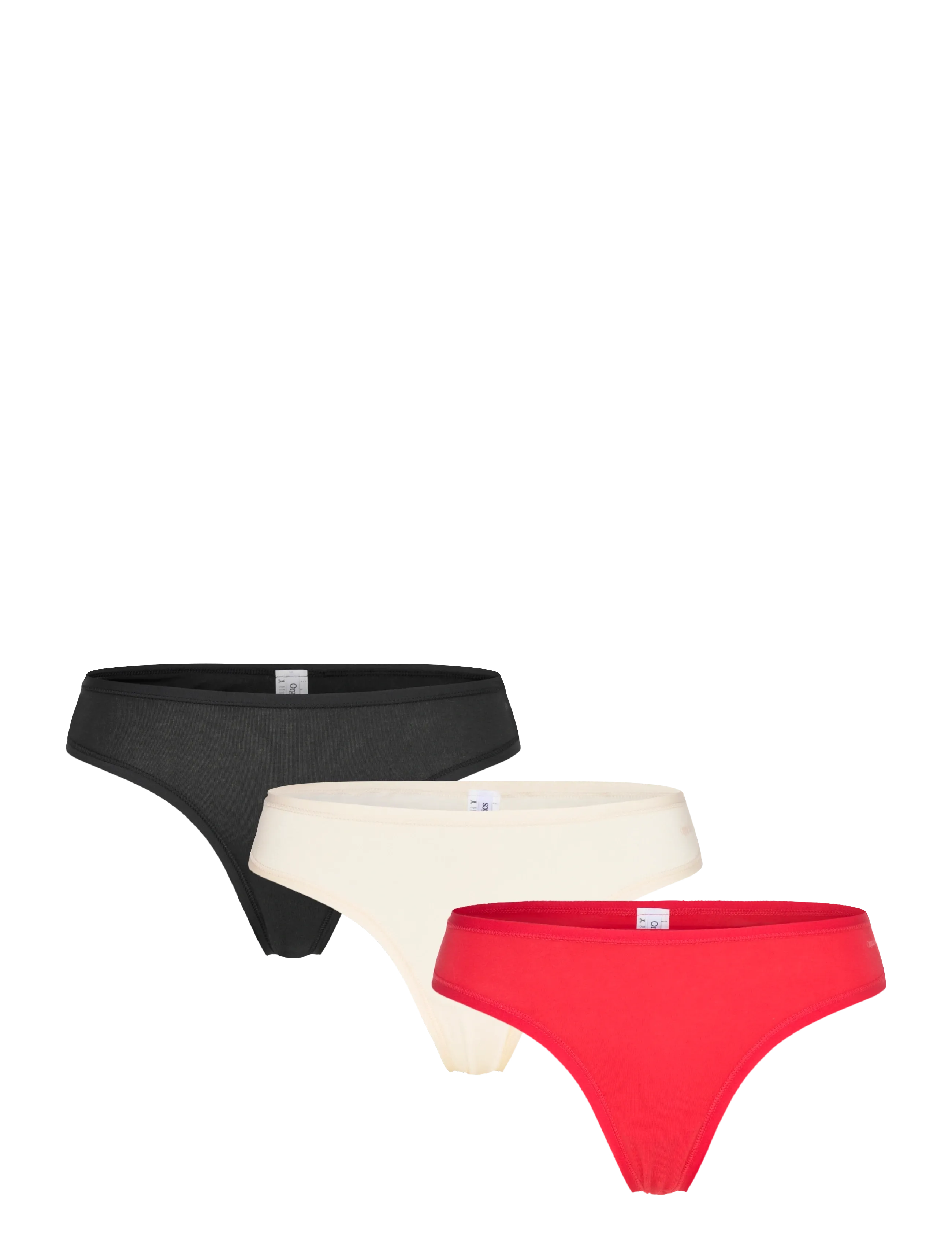 Organic Basics Core Thong 3-Pack - Stringtrosor - DRAGON RED / SOFT VANILLA / BLACK / black