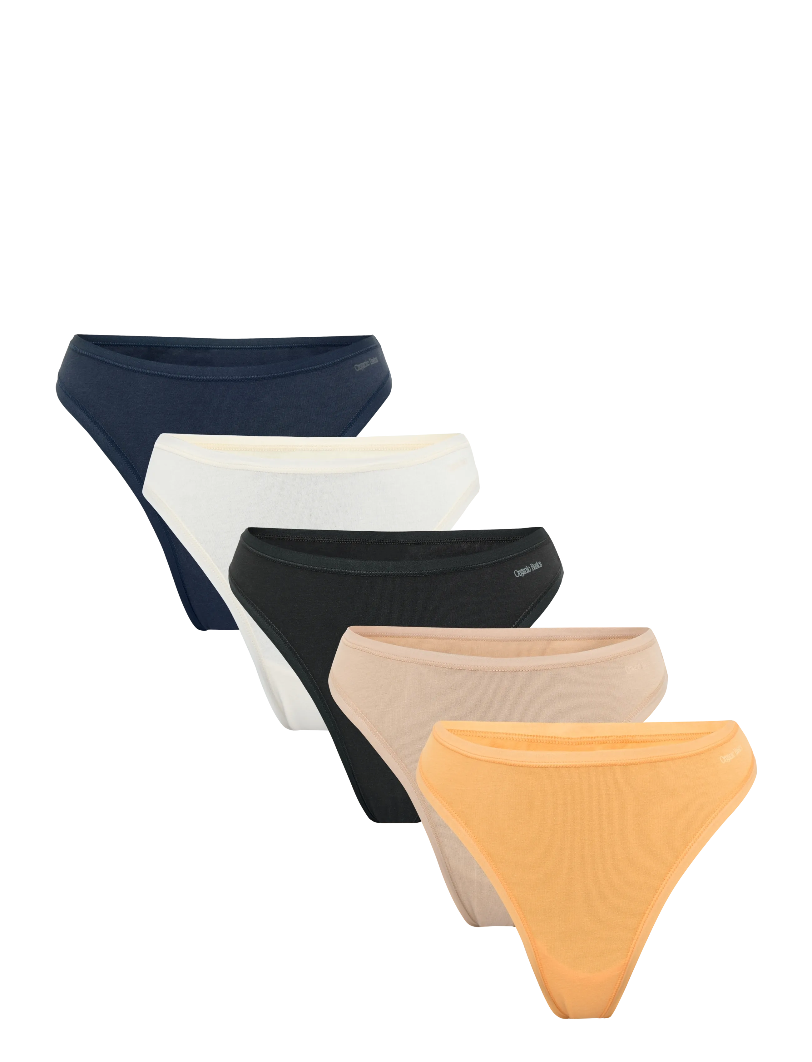 Organic Basics Core Thong 5-pack - Organic Basics - BLACK / PAPAYA / HAZELNUT / SOFT VANILLA / DEEP NAVY / black