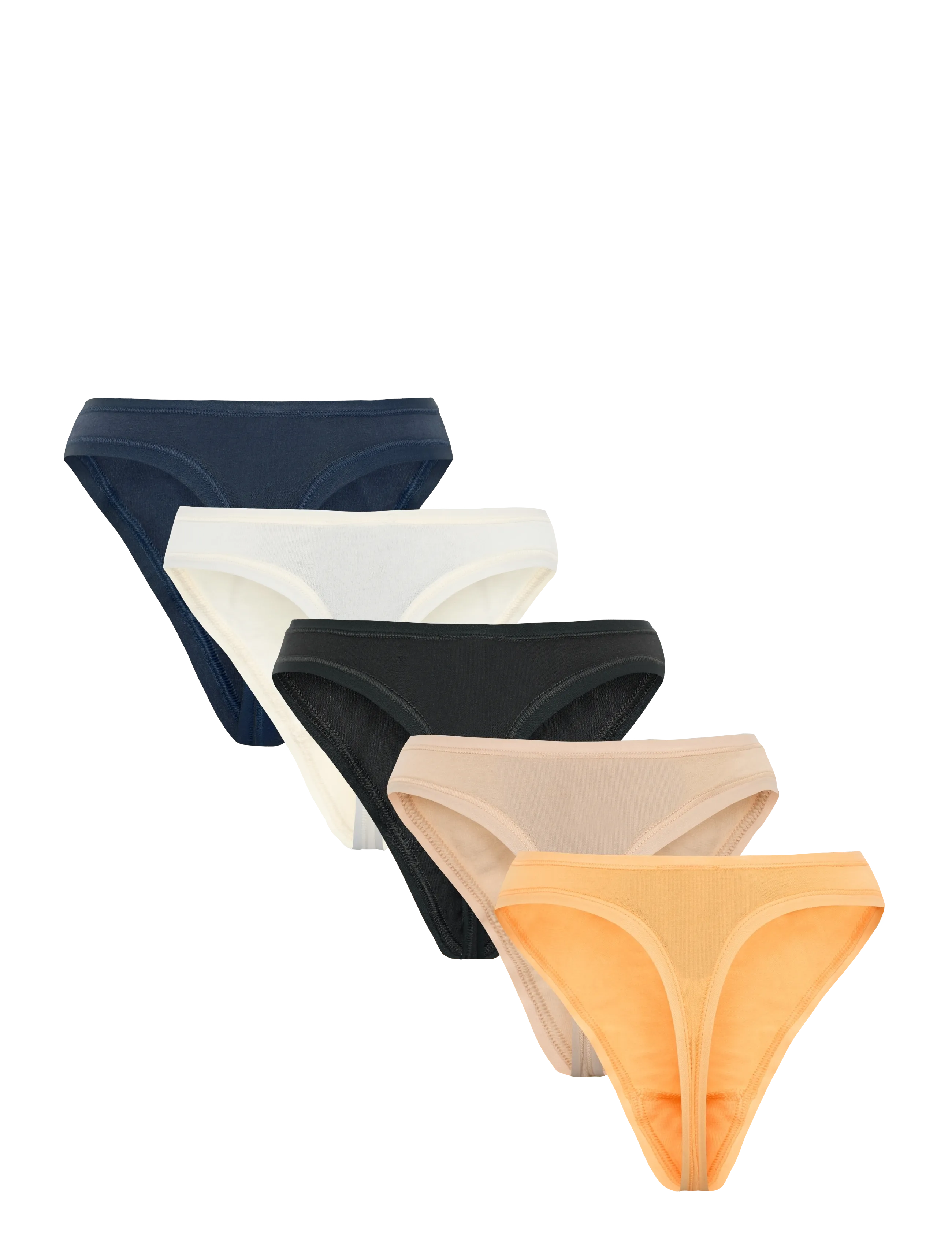 Organic Basics - Core Thong 5-pack - string - black / papaya / hazelnut / soft vanilla / deep navy - 1
