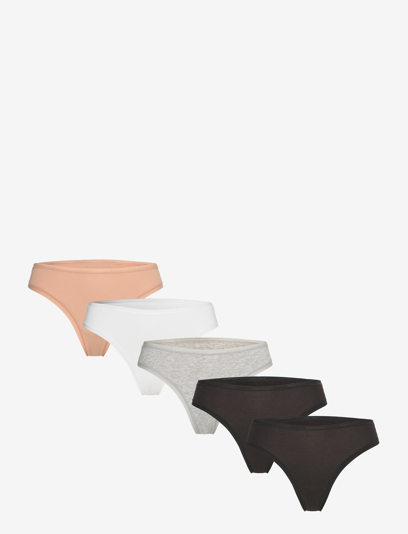 Organic Basics - Core Thong 5-pack - stringid - hazelnut/white/grey melange/black/black - 1