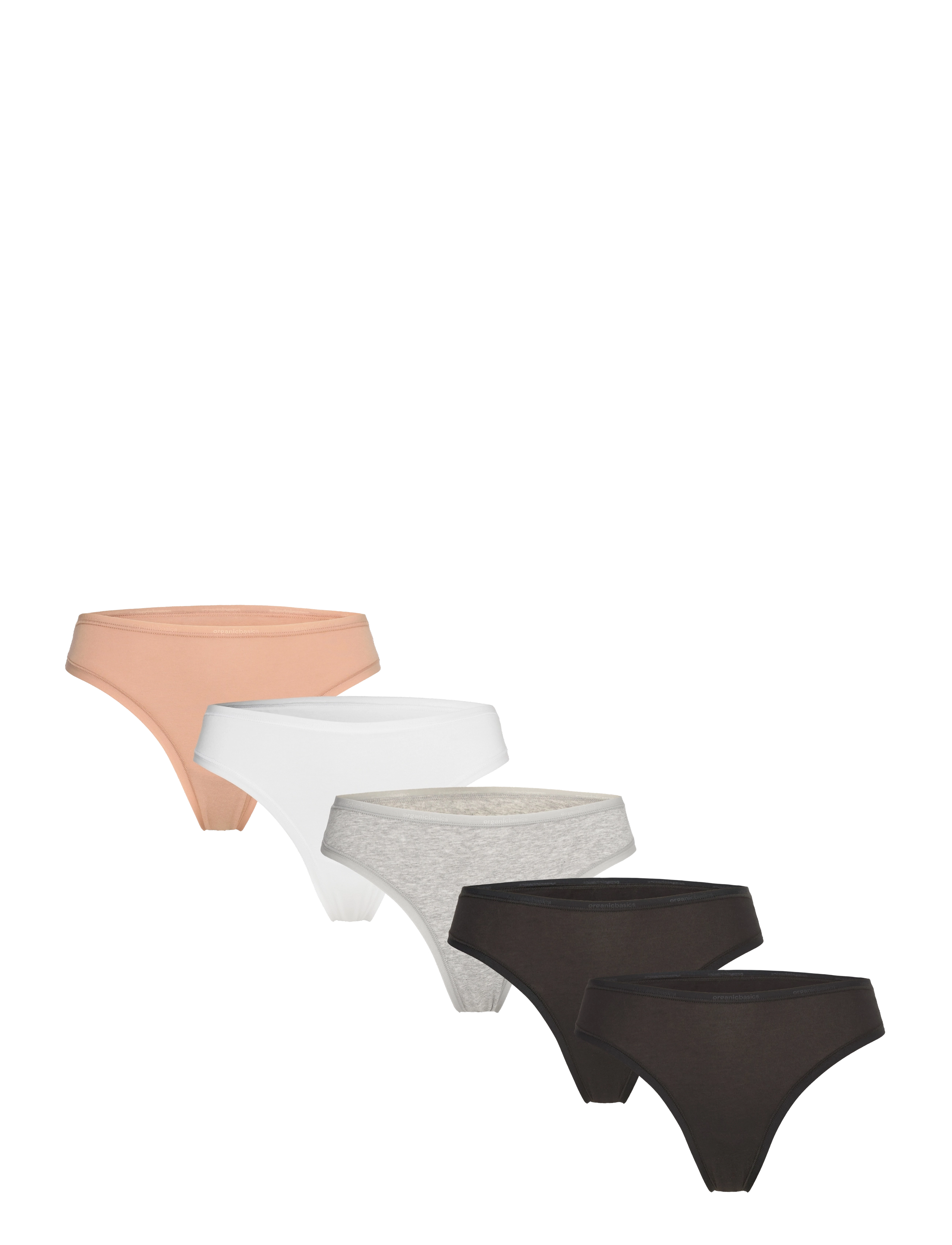 Organic Basics Core Thong 5-pack - Basics - HAZELNUT/WHITE/GREY MELANGE/BLACK/BLACK / multi