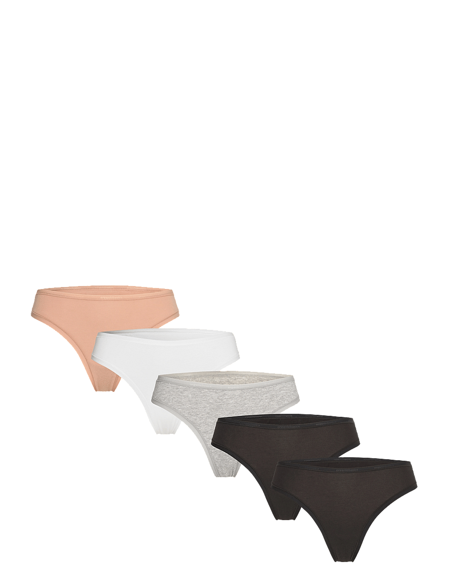 Organic Basics - Core Thong 5-pack - stringtrosor - hazelnut/white/grey melange/black/black - 1