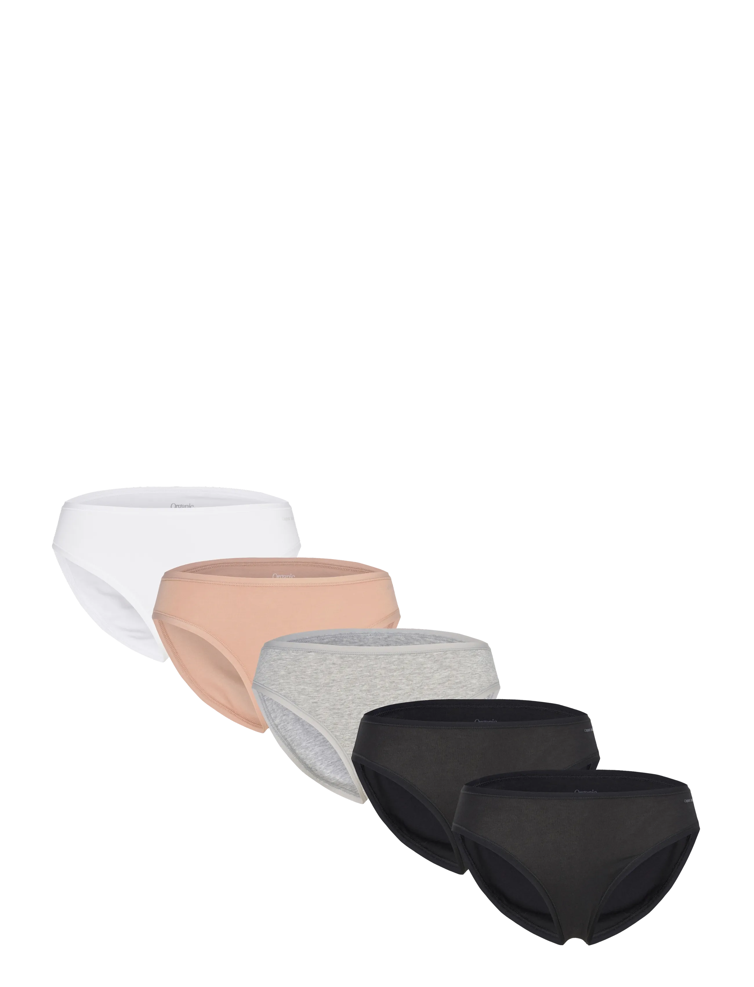 Organic Basics Core High-Leg Briefs 5-pack - Organic Basics - HAZELNUT / WHITE / GREY MELANGE / BLACK / BLACK / black