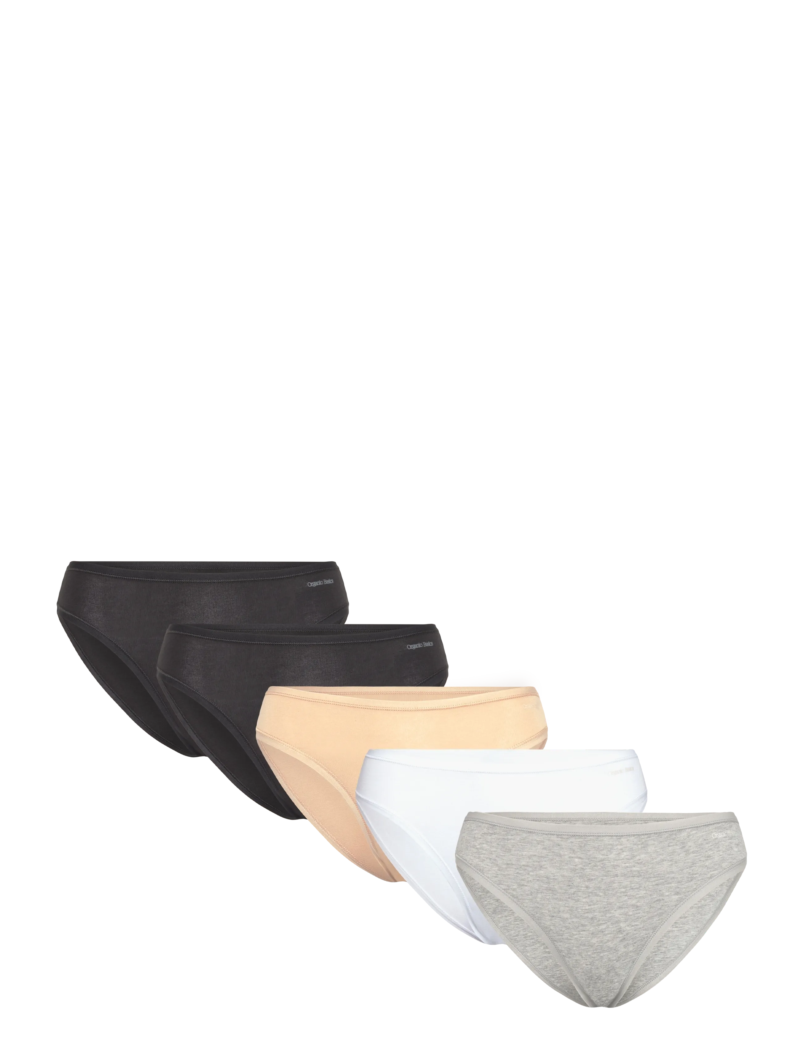 Organic Basics Core High-Leg Briefs 5-pack - Trusser - HAZELNUT/WHITE/GREY MELANGE/BLACK/BLACK / black