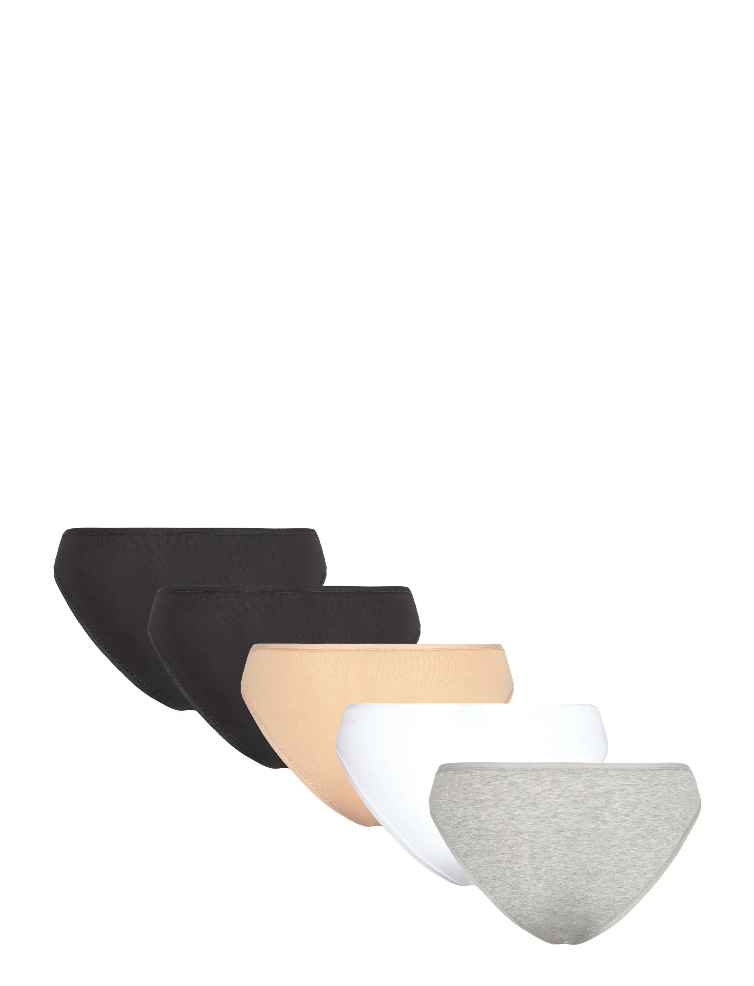 Organic Basics - Core High-Leg Briefs 5-pack - briefs - hazelnut/white/grey melange/black/black - 1