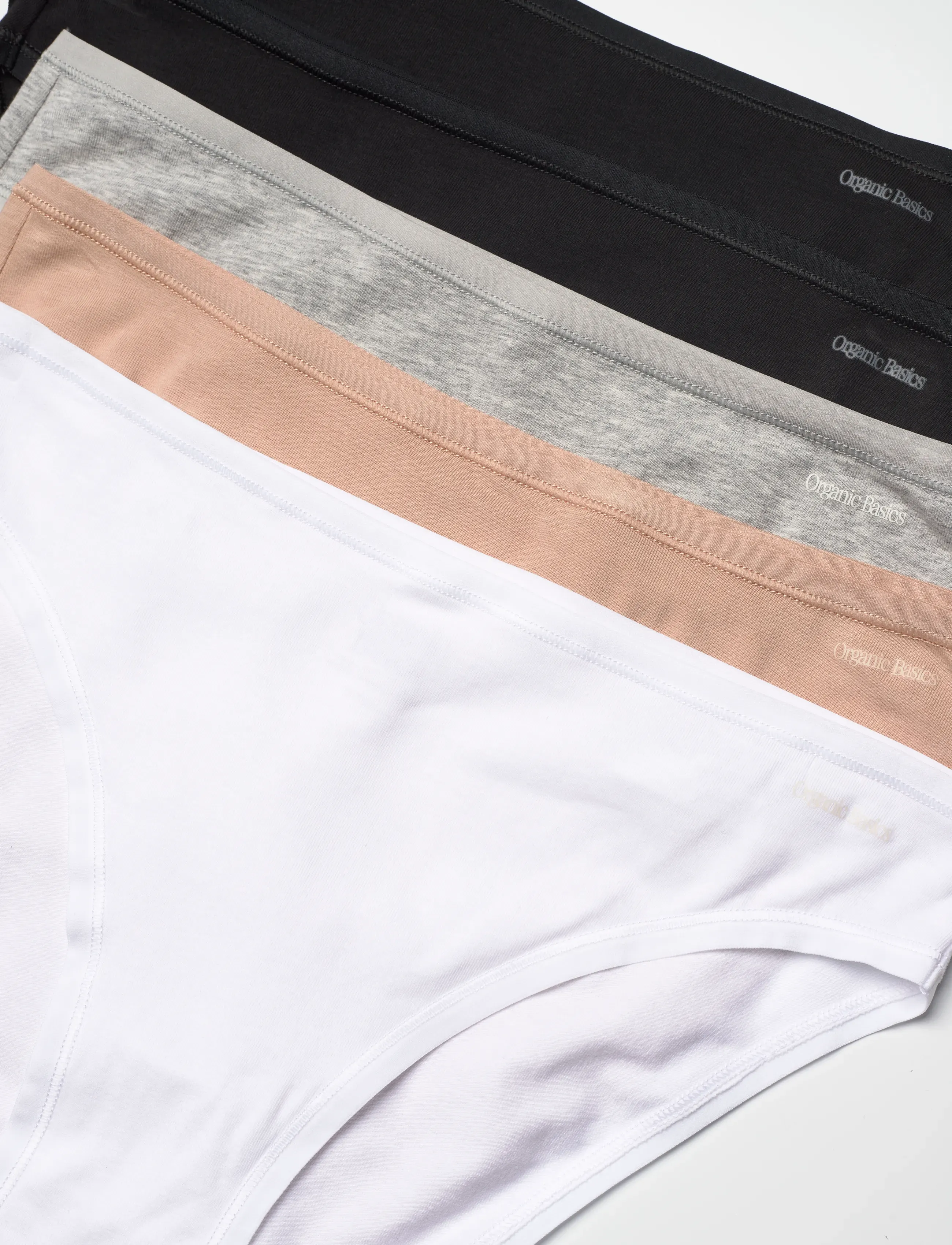 Organic Basics - Core High-Leg Briefs 5-pack - briefs - hazelnut / white / grey melange / black / black - 1
