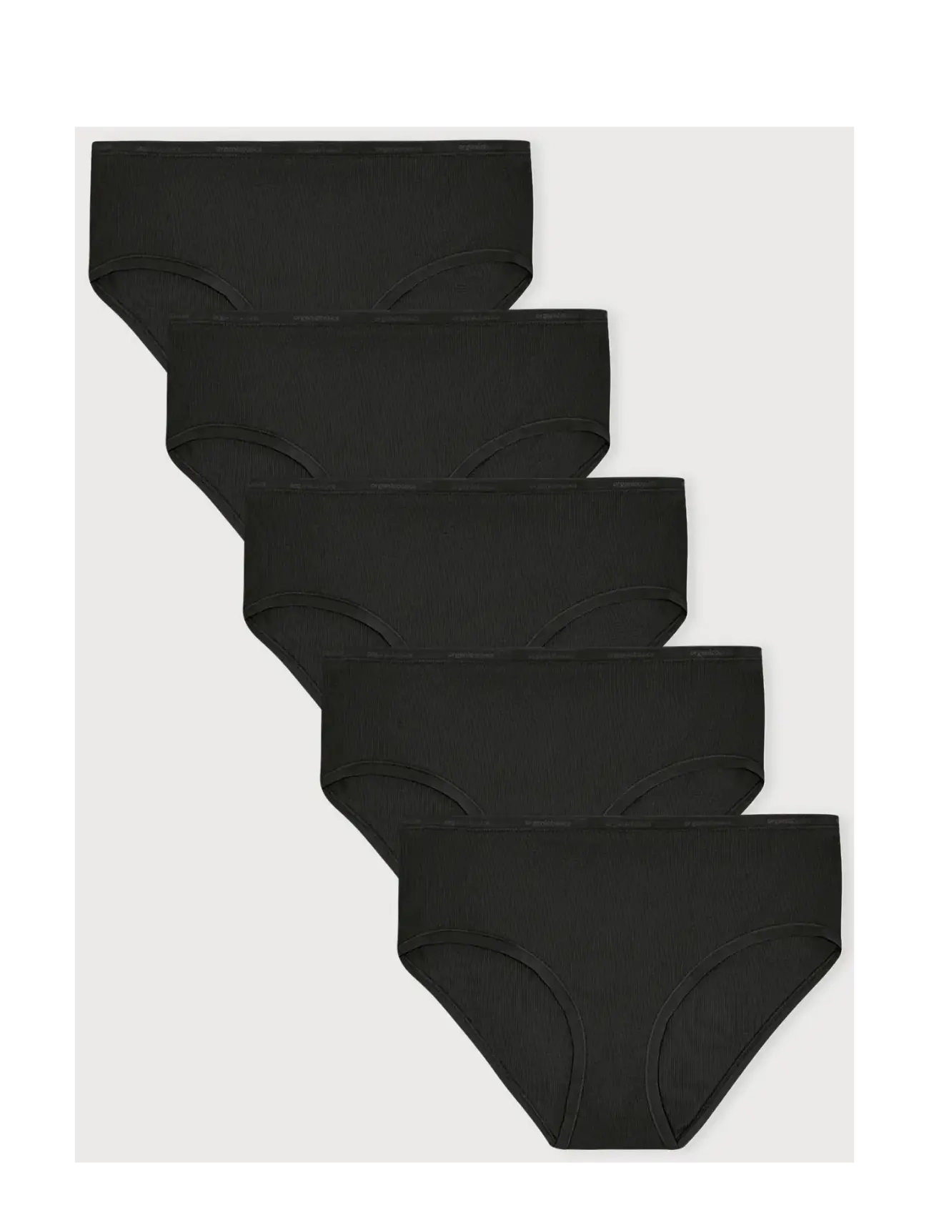 Organic Basics Core Rib Briefs 5-pack - Pesu - BLACK / BLACK / BLACK / BLACK / BLACK / black