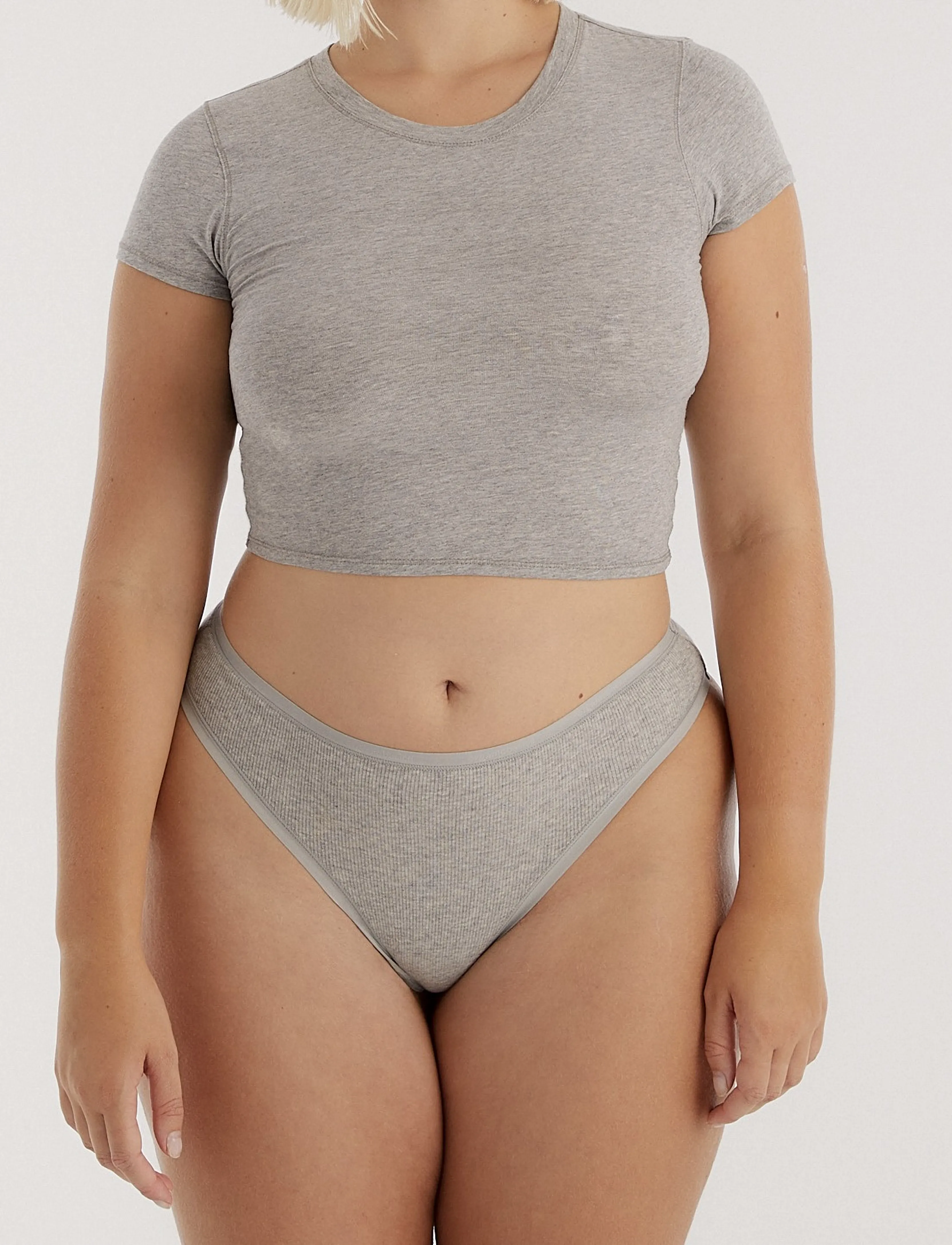 Organic Basics Core Rib Thong - Organic Basics - GREY MELANGE / grey