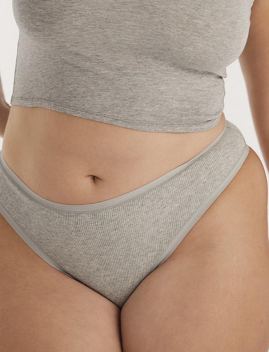 Organic Basics - Core Rib Thong - stringid - grey melange - 4