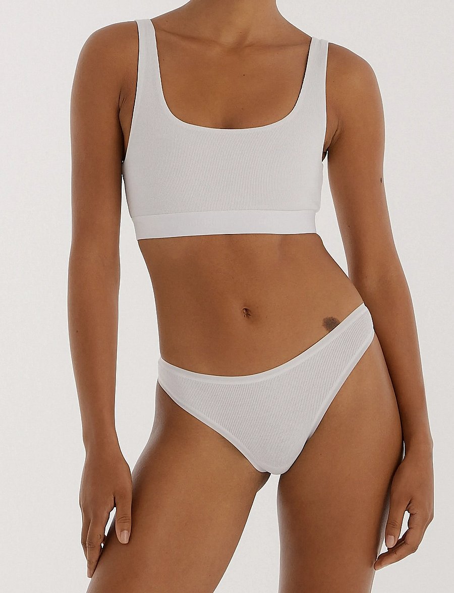 Organic Basics - Core Rib Thong - tangas - white - 5