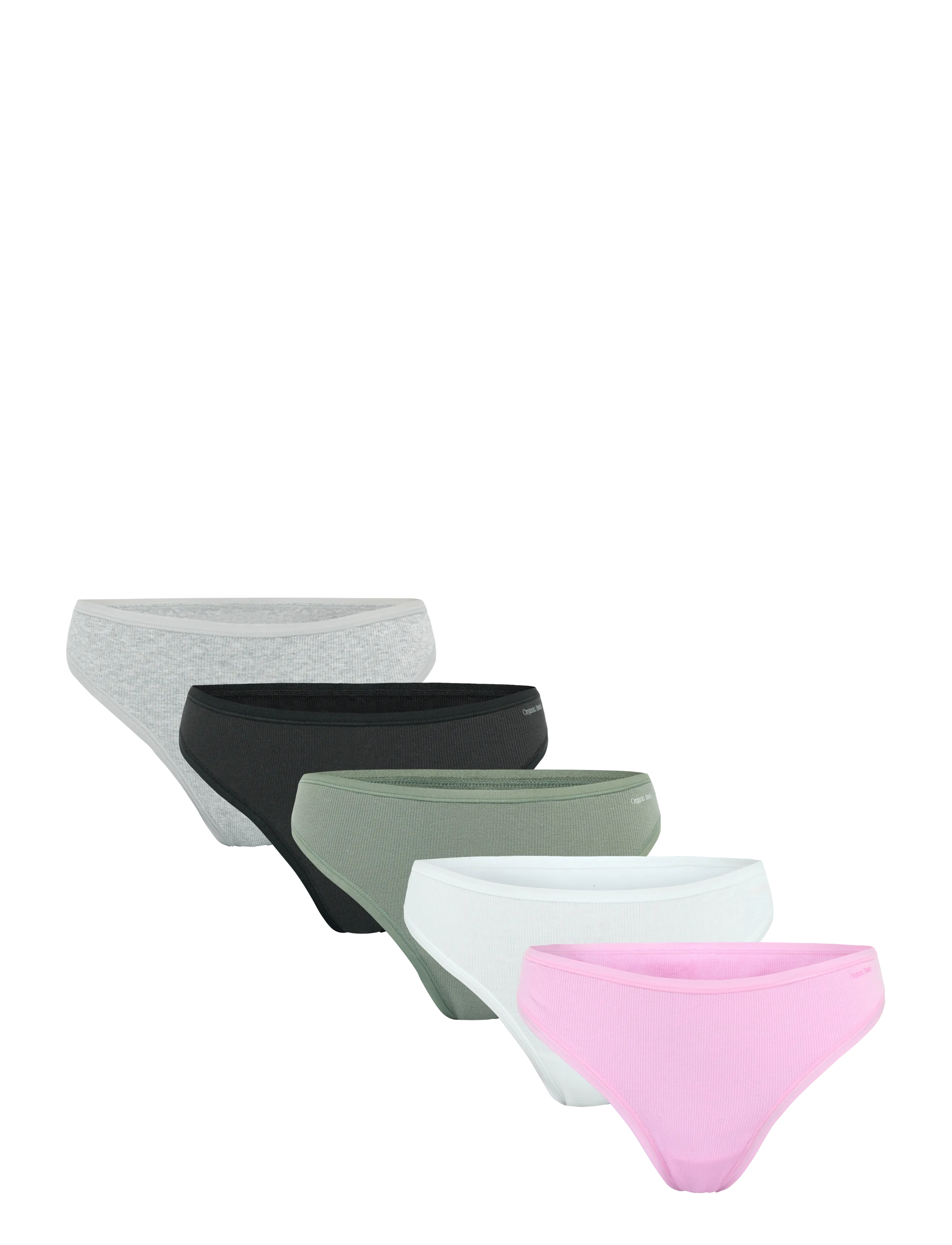 Organic Basics Core Rib Thong 5-pack - Apatiniai - WHITE / BLACK / GREY MELANGE / PETAL PINK / SEAWEED / white