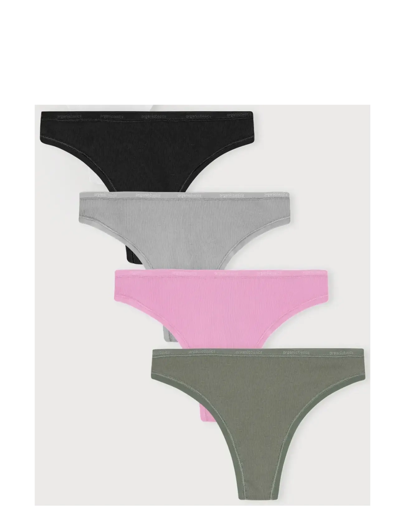 Organic Basics Core Rib Thong 5-pack - Undertøj - WHITE / BLACK / GREY MELANGE / PETAL PINK / SEAWEED / multi