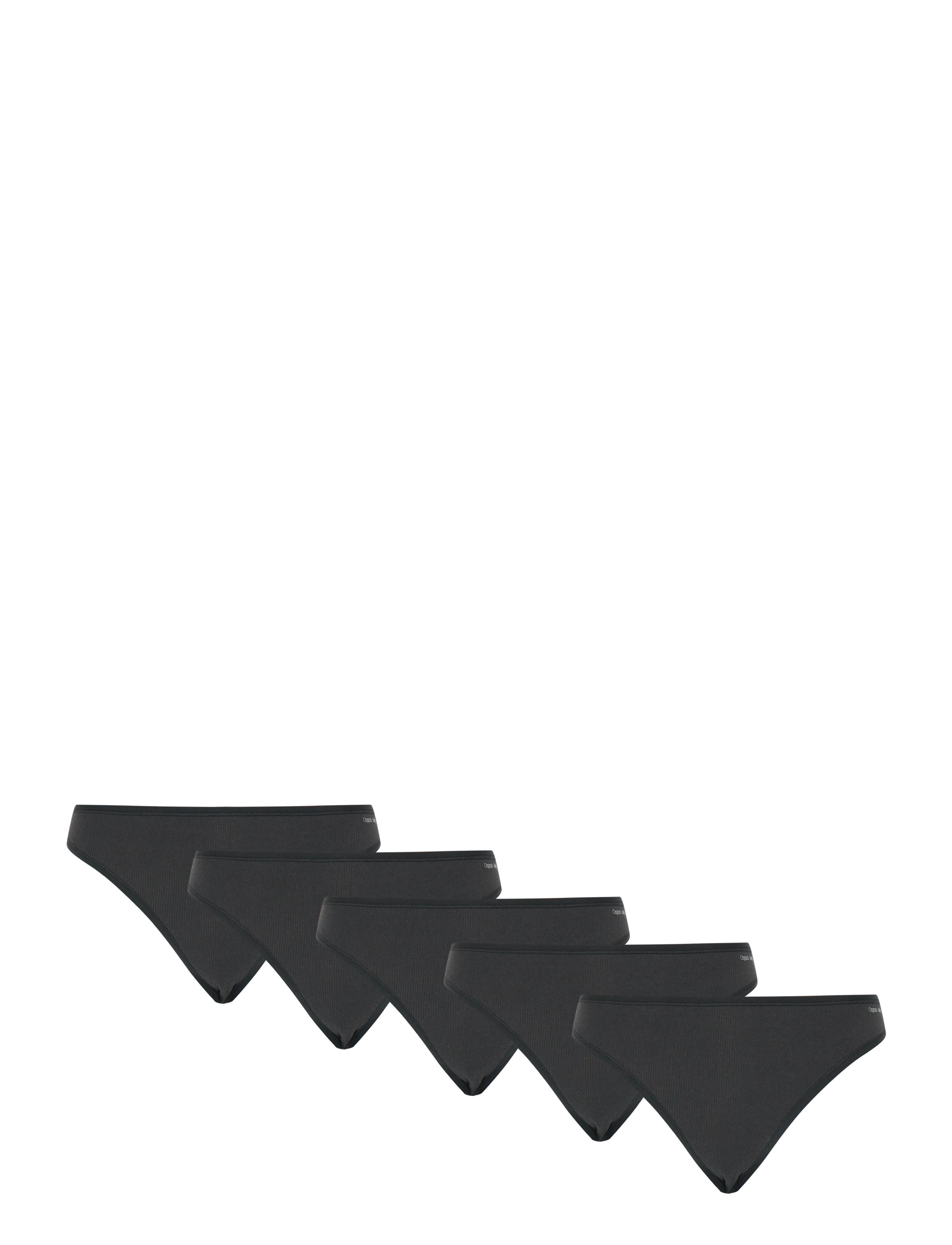 Organic Basics Core Rib Thong 5-pack - Apatiniai - BLACK / BLACK / BLACK / BLACK / BLACK / black