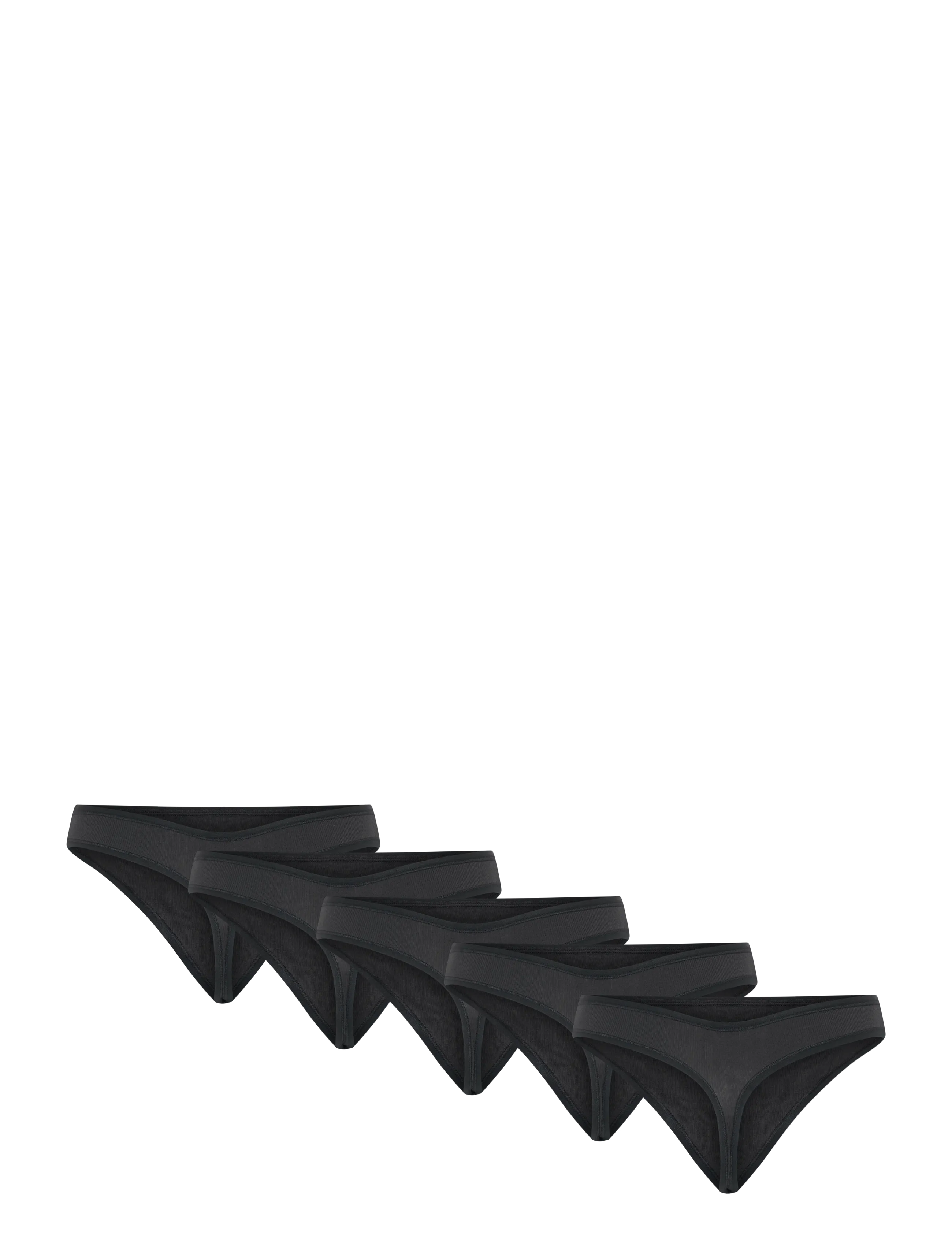 Organic Basics - Core Rib Thong 5-pack - string - black / black / black / black / black - 1