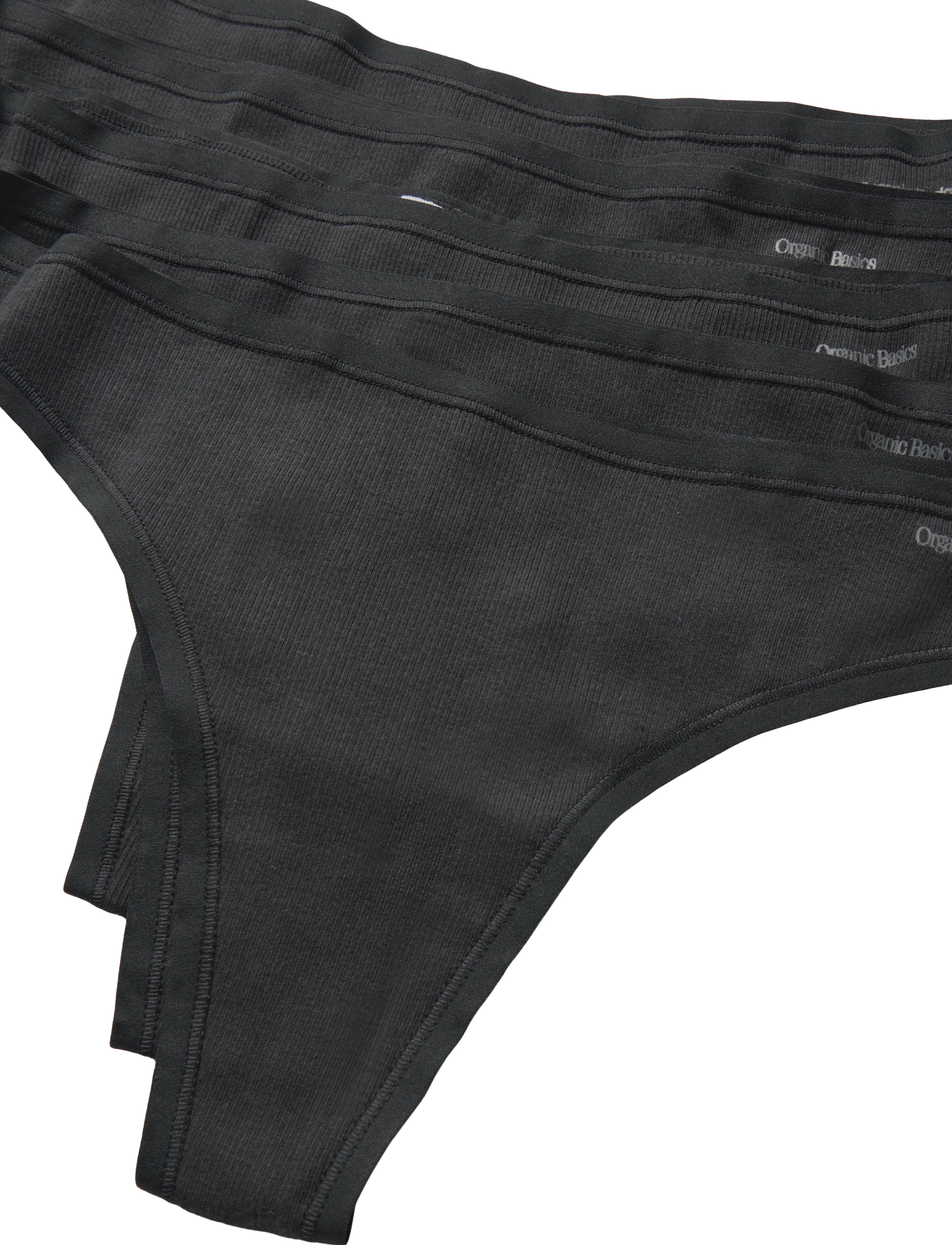 Organic Basics - Core Rib Thong 5-pack - string - black / black / black / black / black - 2