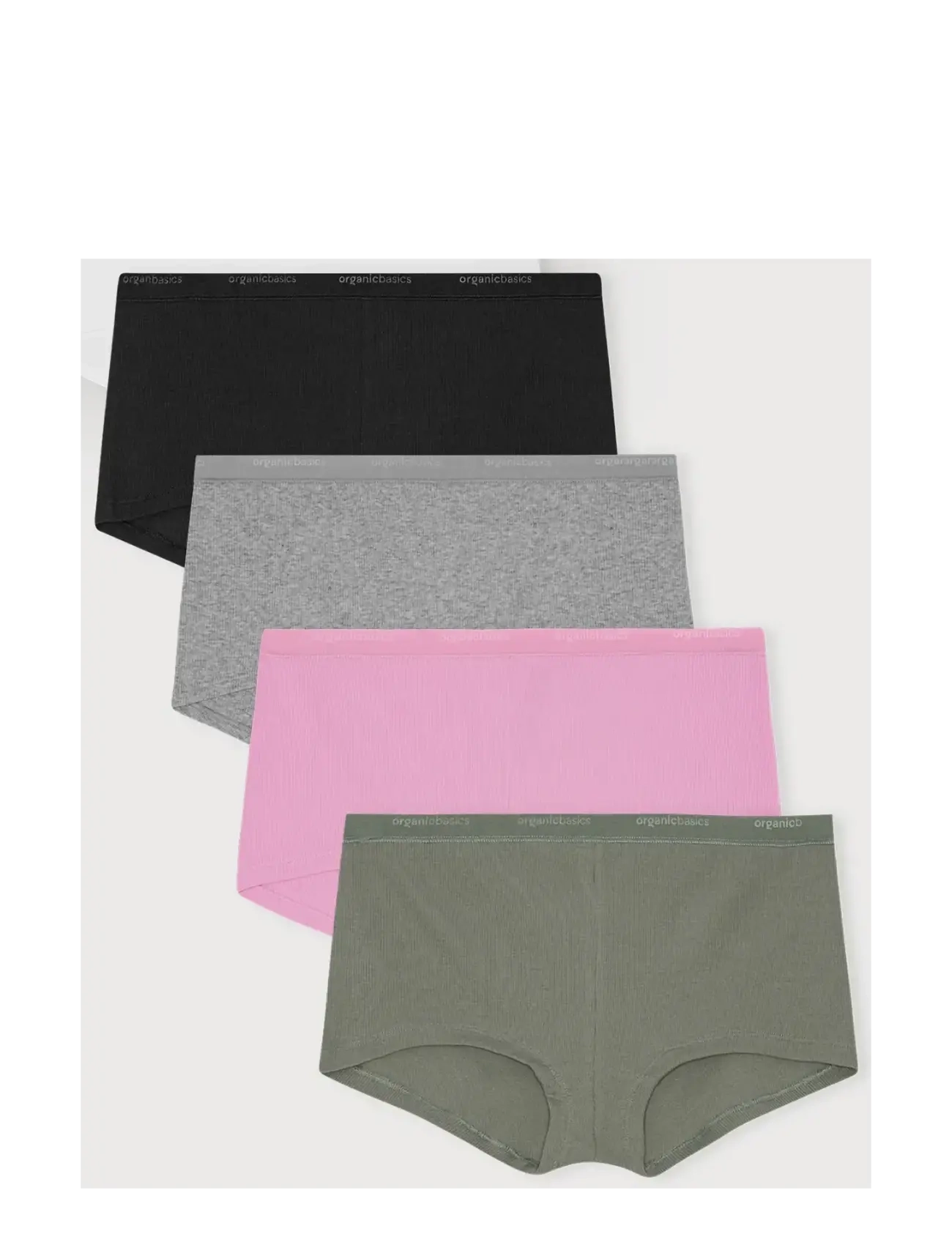 Organic Basics Core Rib Shorty 5-pack - Organic Basics - WHITE / BLACK / GREY MELANGE / PETAL PINK / SEAWEED / multi