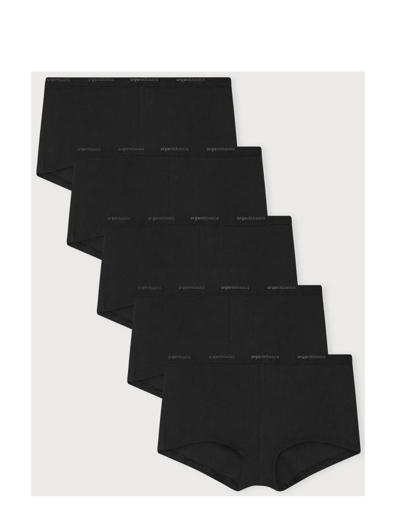 Organic Basics Core Rib Shorty 5-pack - Organic Basics - BLACK / BLACK / BLACK / BLACK / BLACK / black