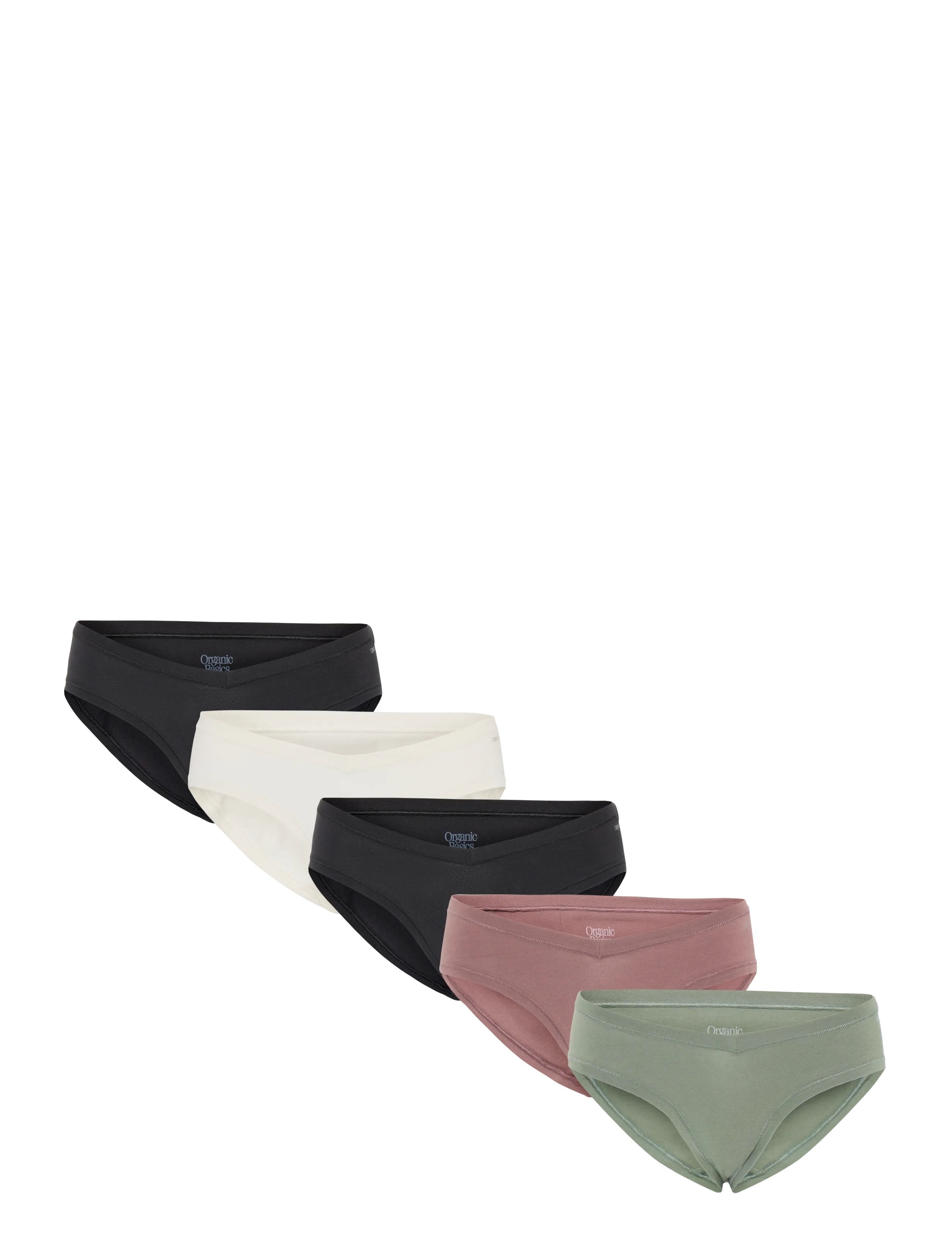 Organic Basics Flex Hipster 5-Pack - Organic Basics - BLACK / BLACK / OFF WHITE / ROSE WOOD / SEAWEED / black