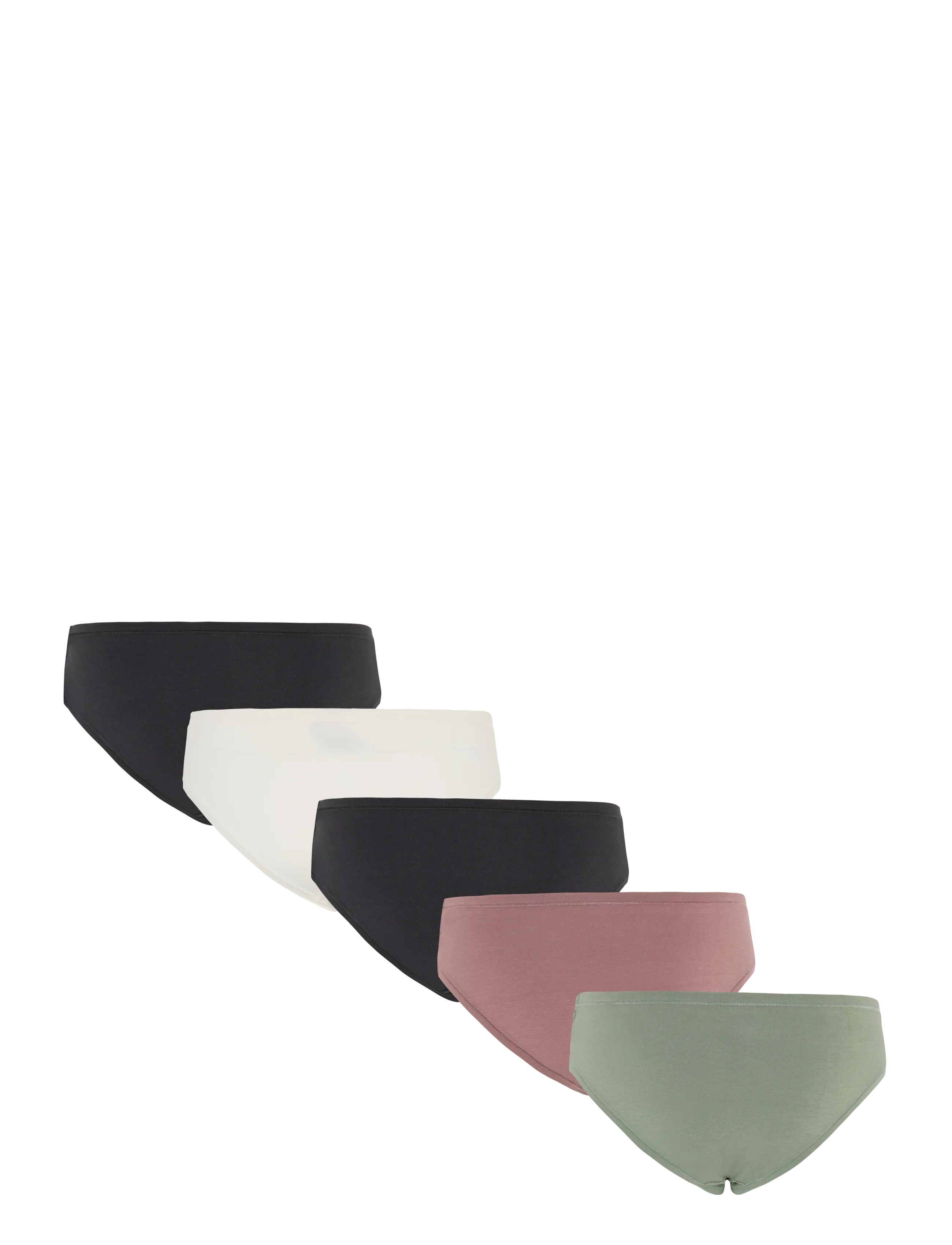 Organic Basics - Flex Hipster 5-Pack - string - black / black / off white / rose wood / seaweed - 1