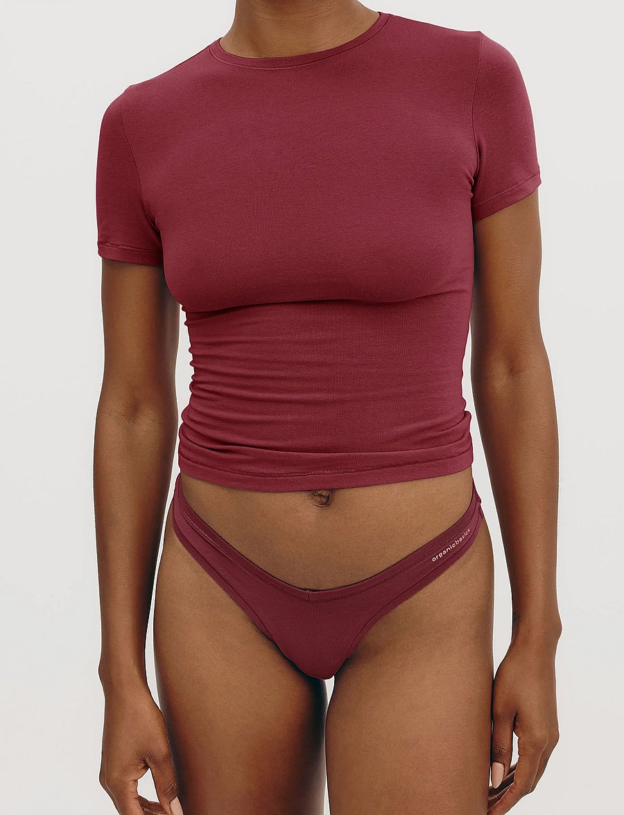 Organic Basics - Flex Thong - stringtrosor - cranberry - 0